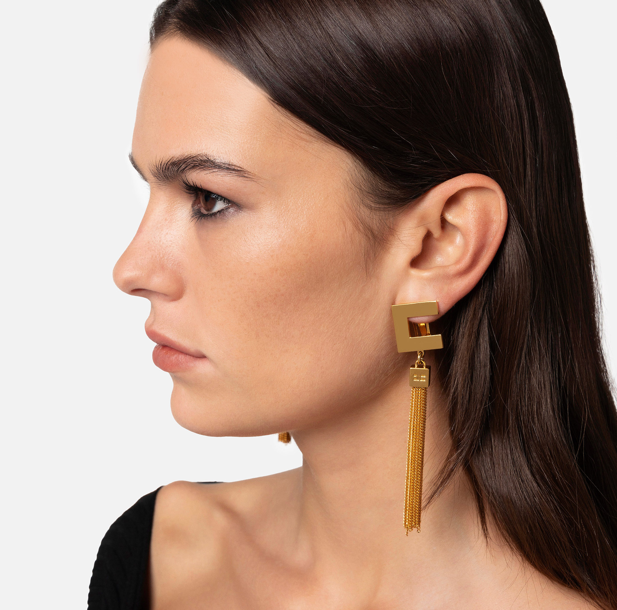 Pendant logo earrings with tassels - Elisabetta Franchi