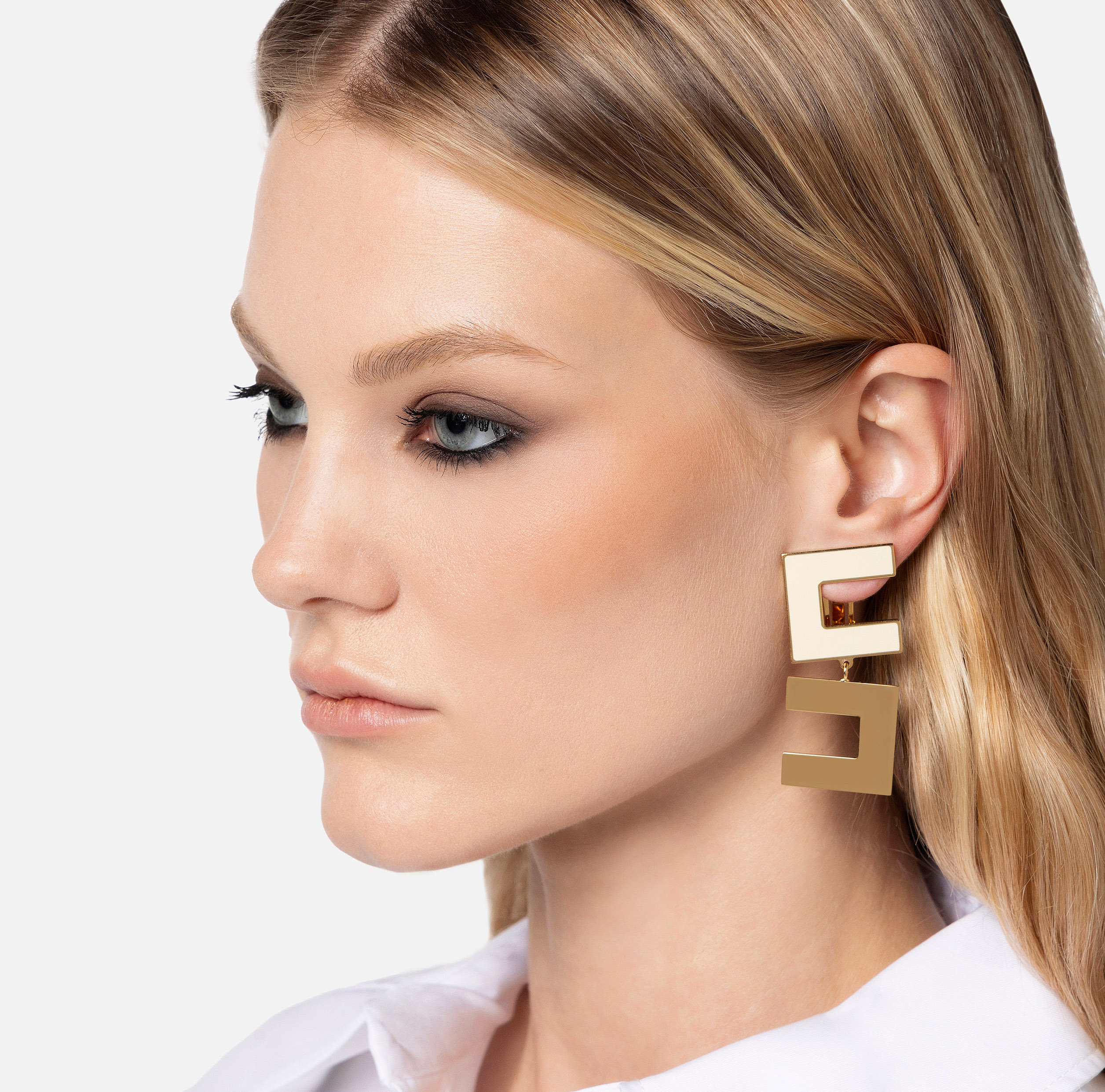 Ohrringe mit emailliertem Doppel-Logo - Elisabetta Franchi