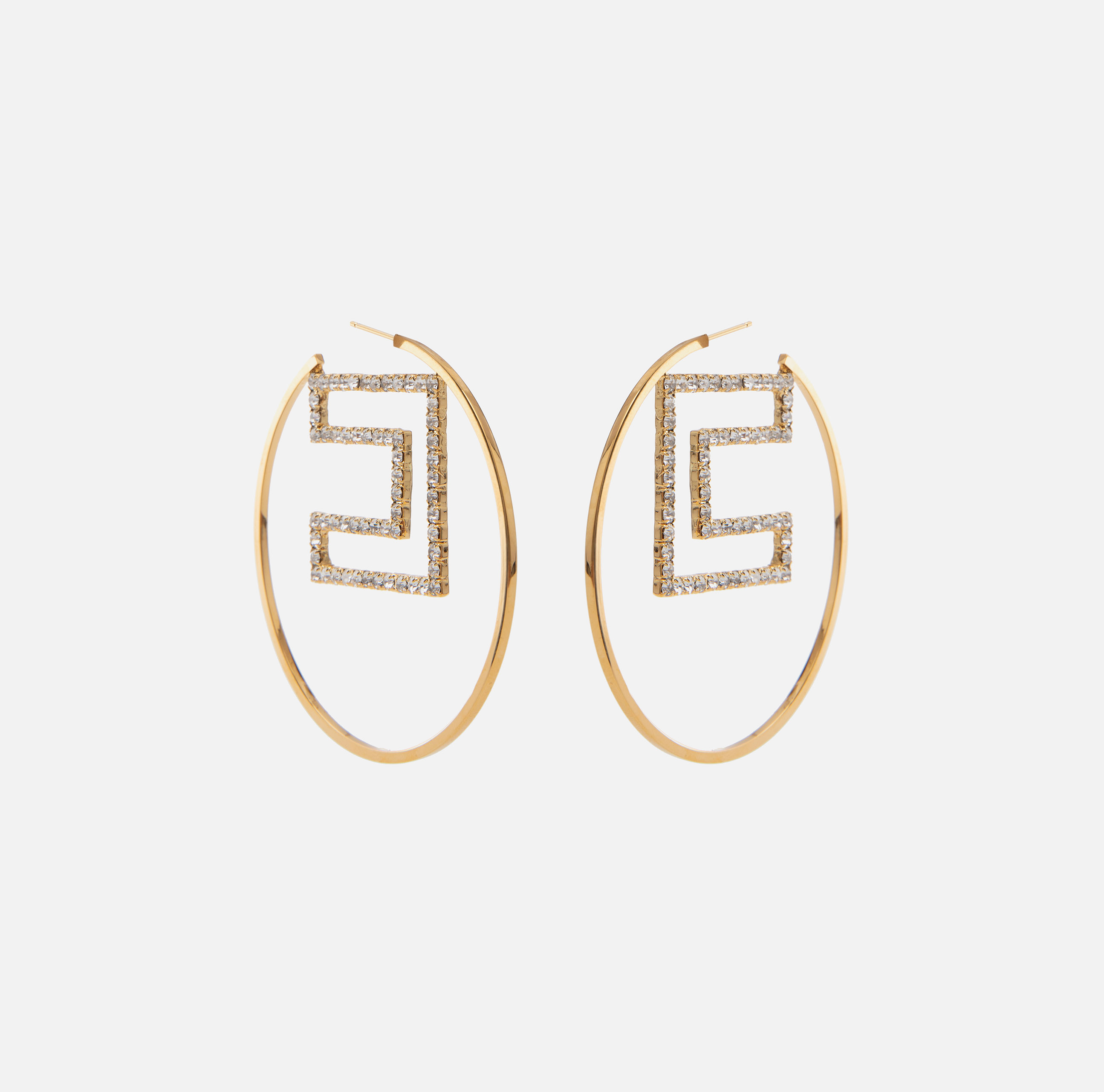 Hoop earrings with rhinestone logo - ACCESSORI - Elisabetta Franchi
