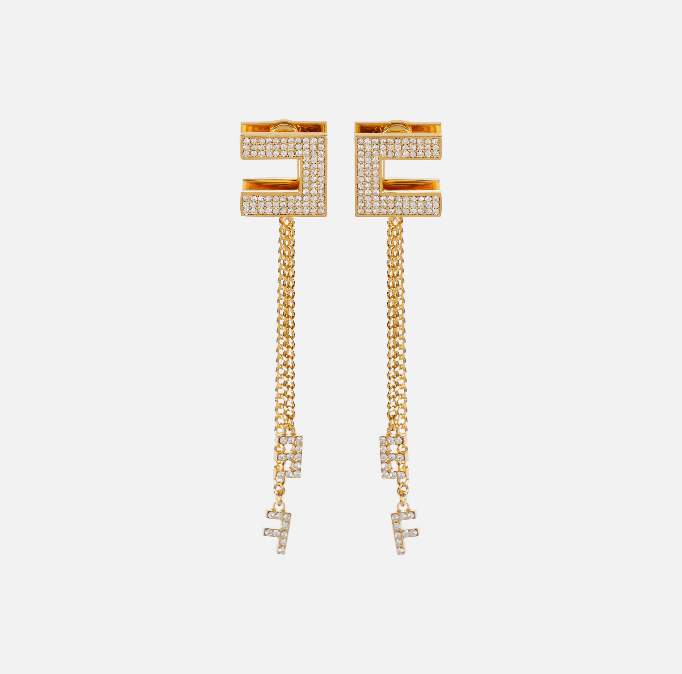 Rhinestone logo earrings with pendants - Elisabetta Franchi