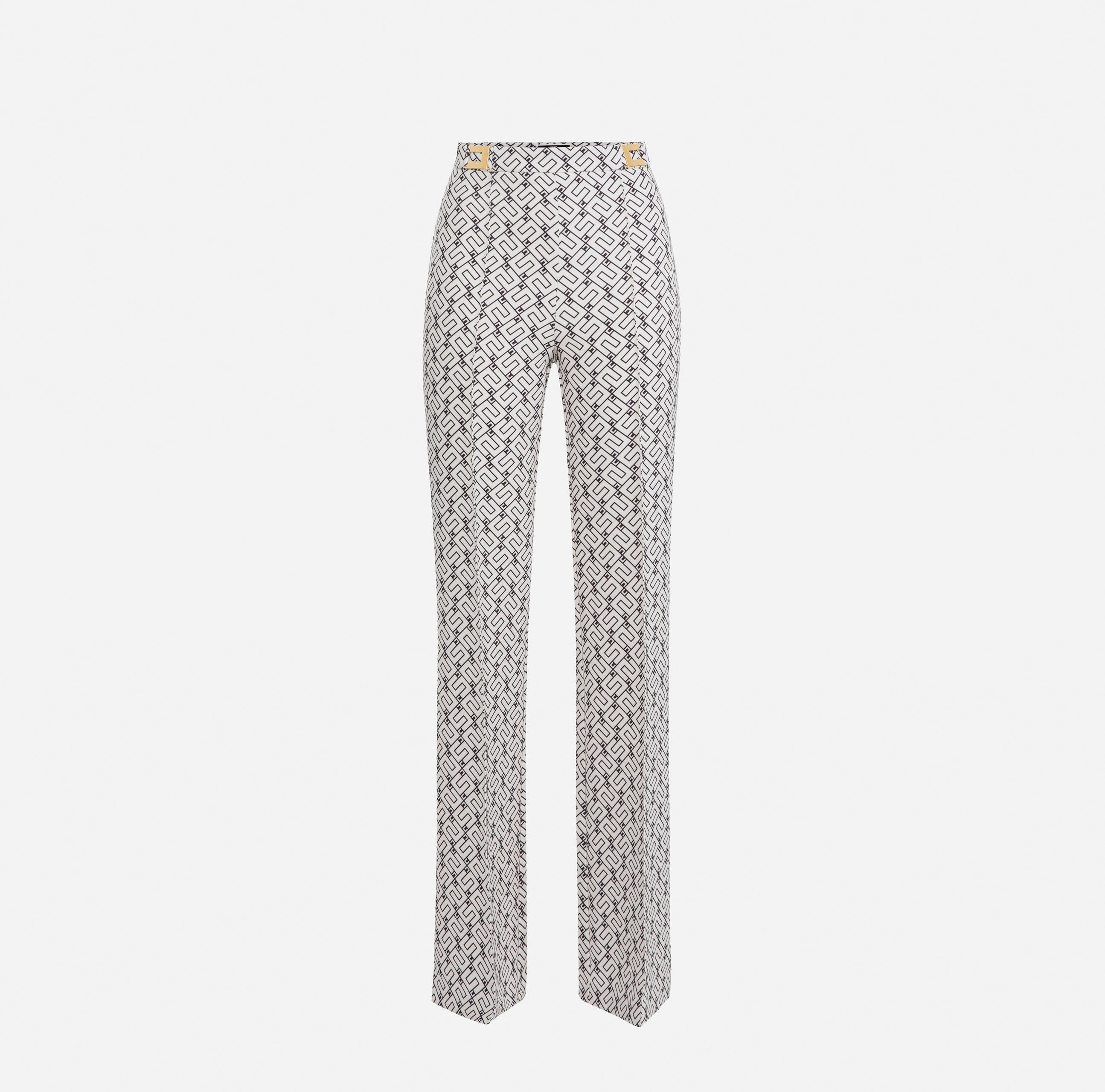Palazzo trousers in crêpe fabric with logo print - Elisabetta Franchi