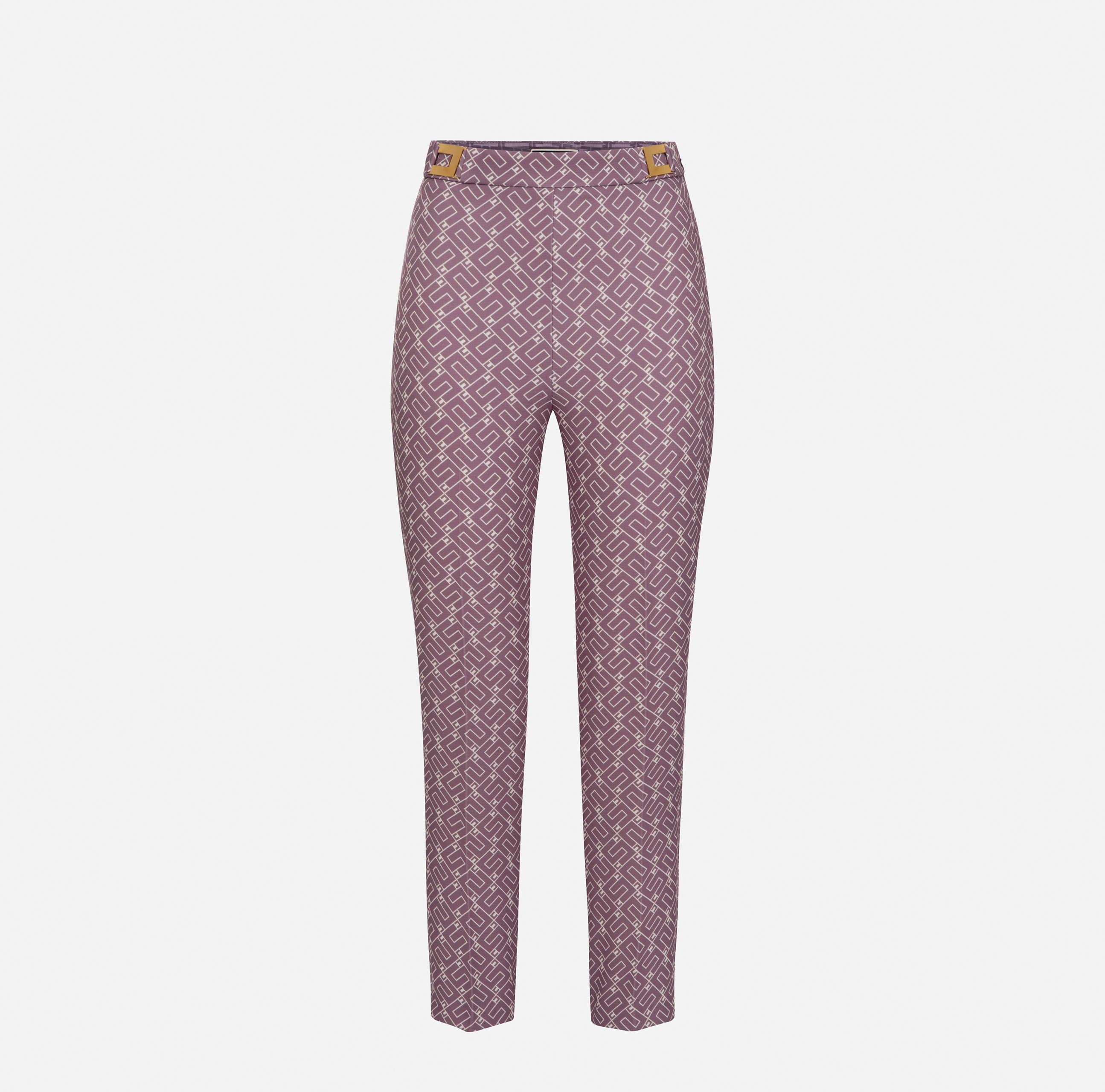 Straight fit trousers in crêpe fabric with logo print - ABBIGLIAMENTO - Elisabetta Franchi