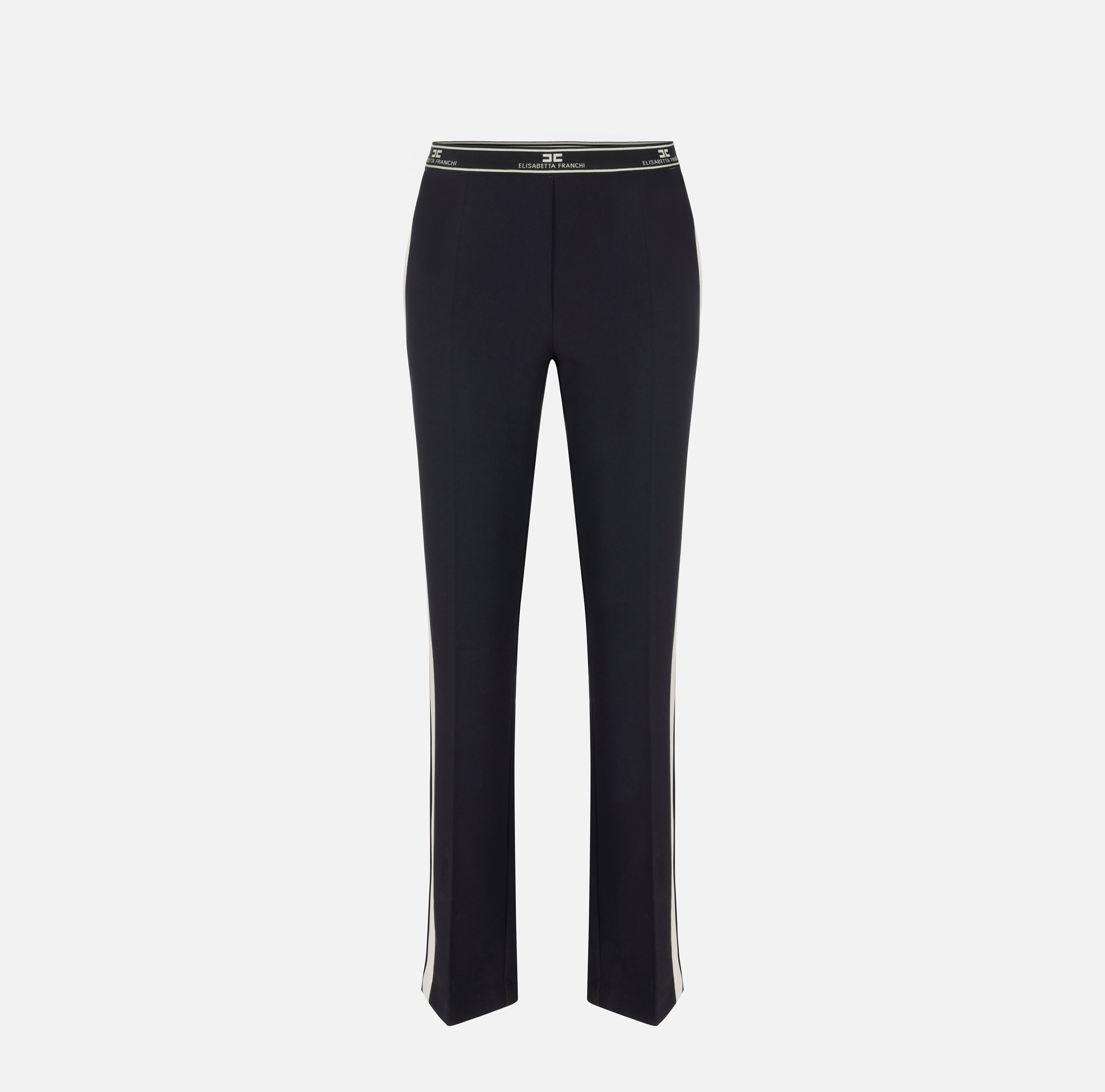 Straight trousers in crêpe fabric with side band - Elisabetta Franchi