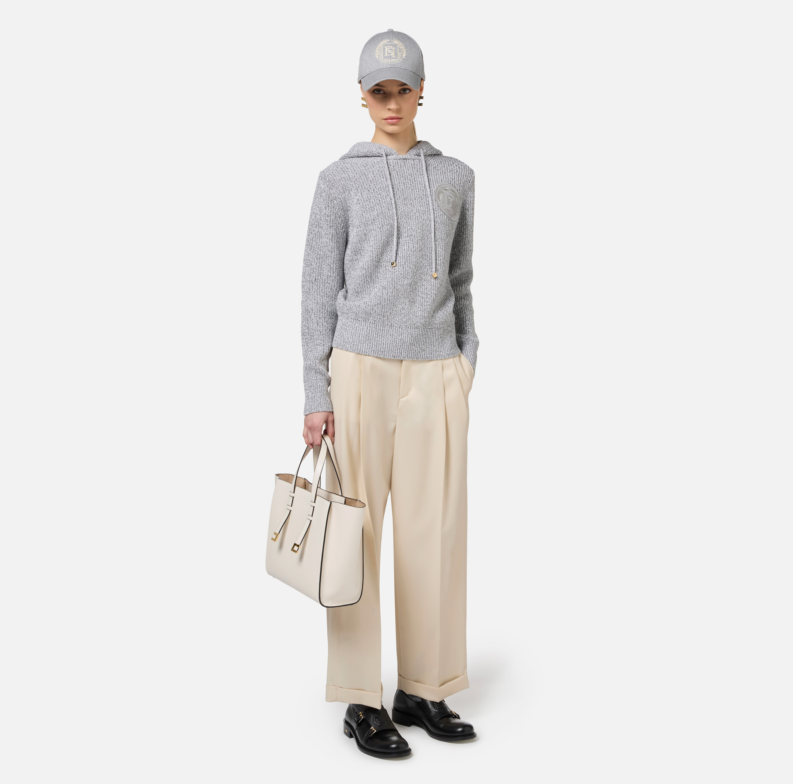 Turned-up trousers in cool wool with darts - Elisabetta Franchi