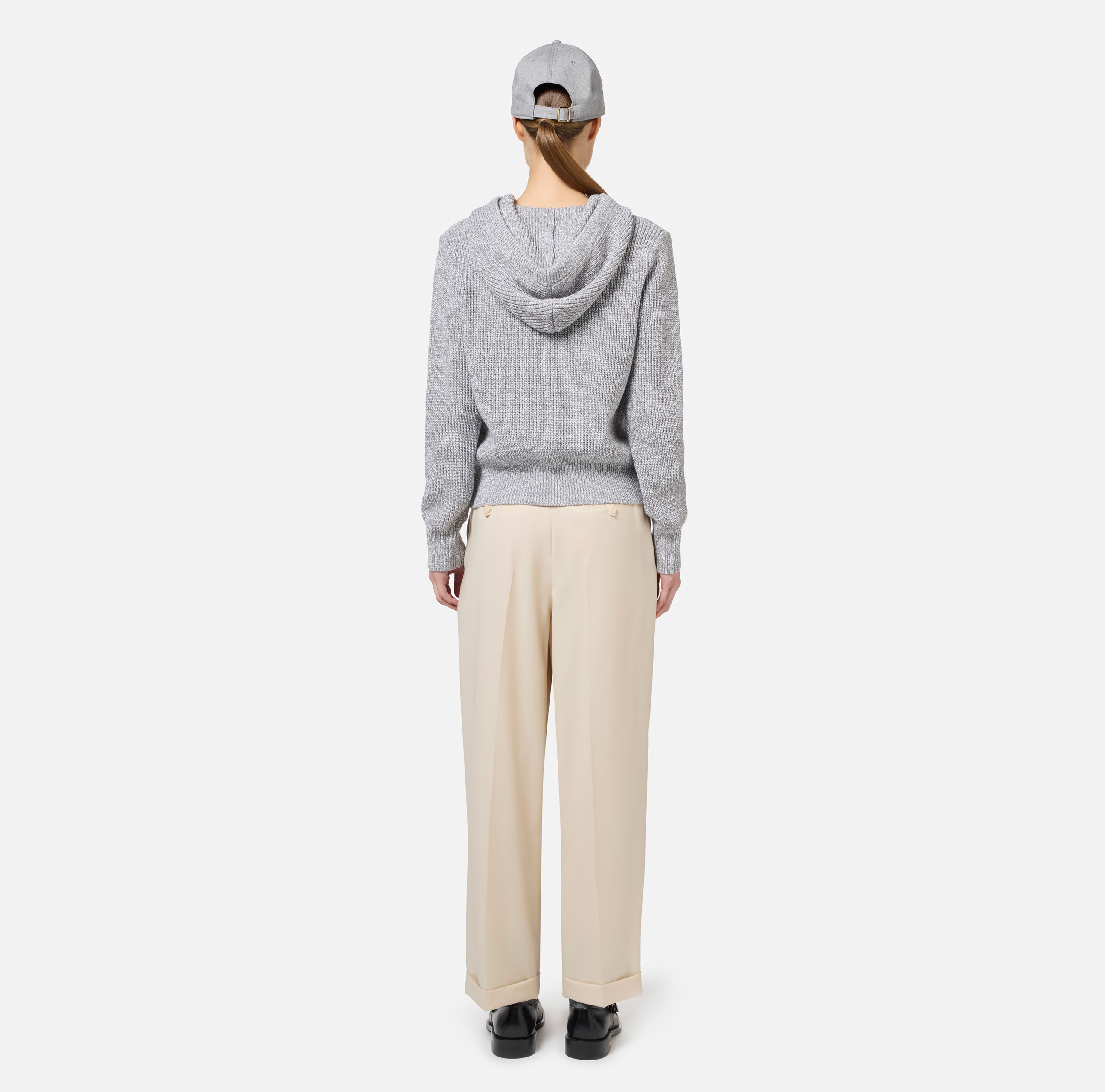 Pantalon en laine froide avec pinces et revers - Elisabetta Franchi