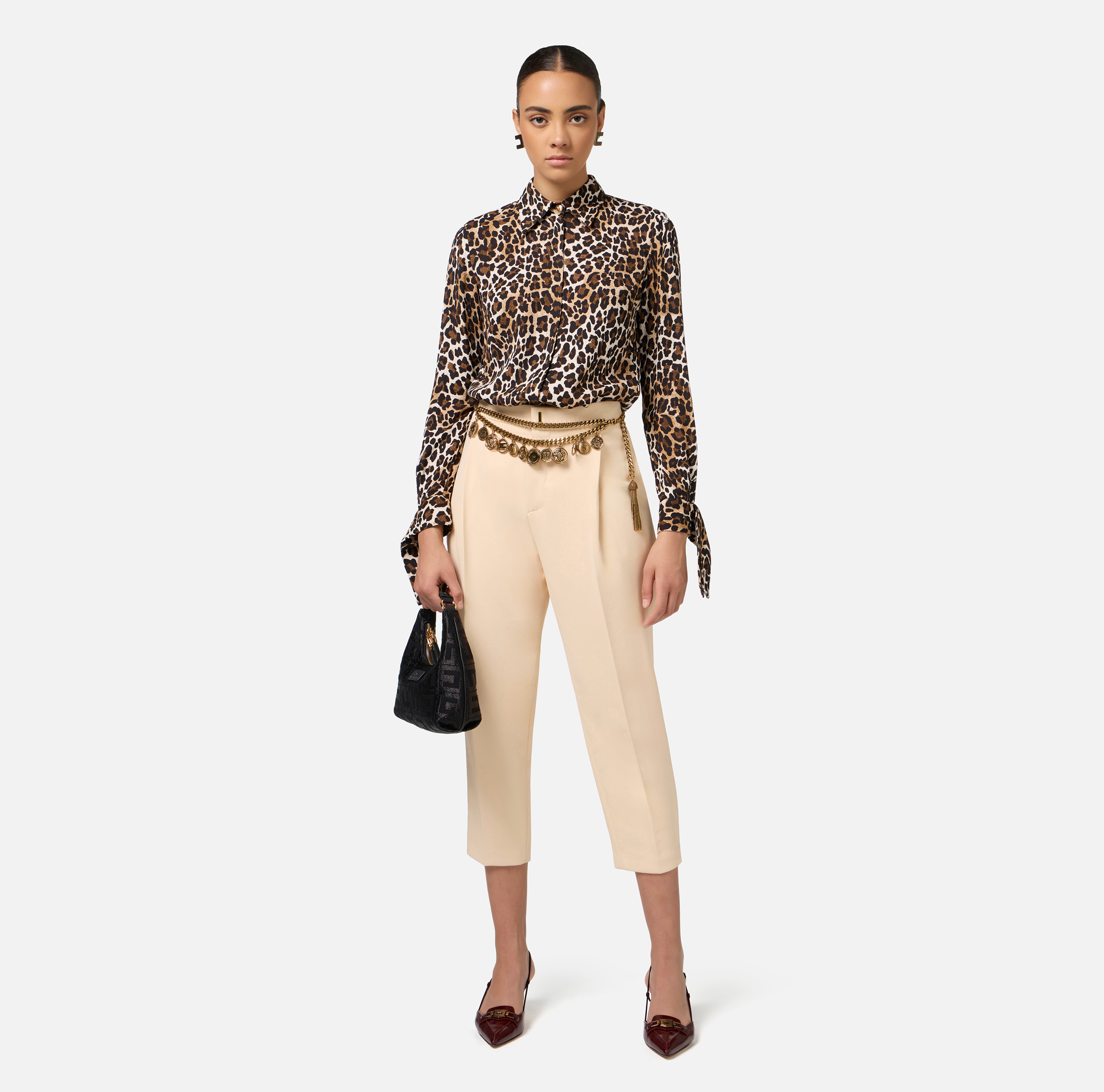 Pantalon cropped en crêpe avec pinces - Elisabetta Franchi