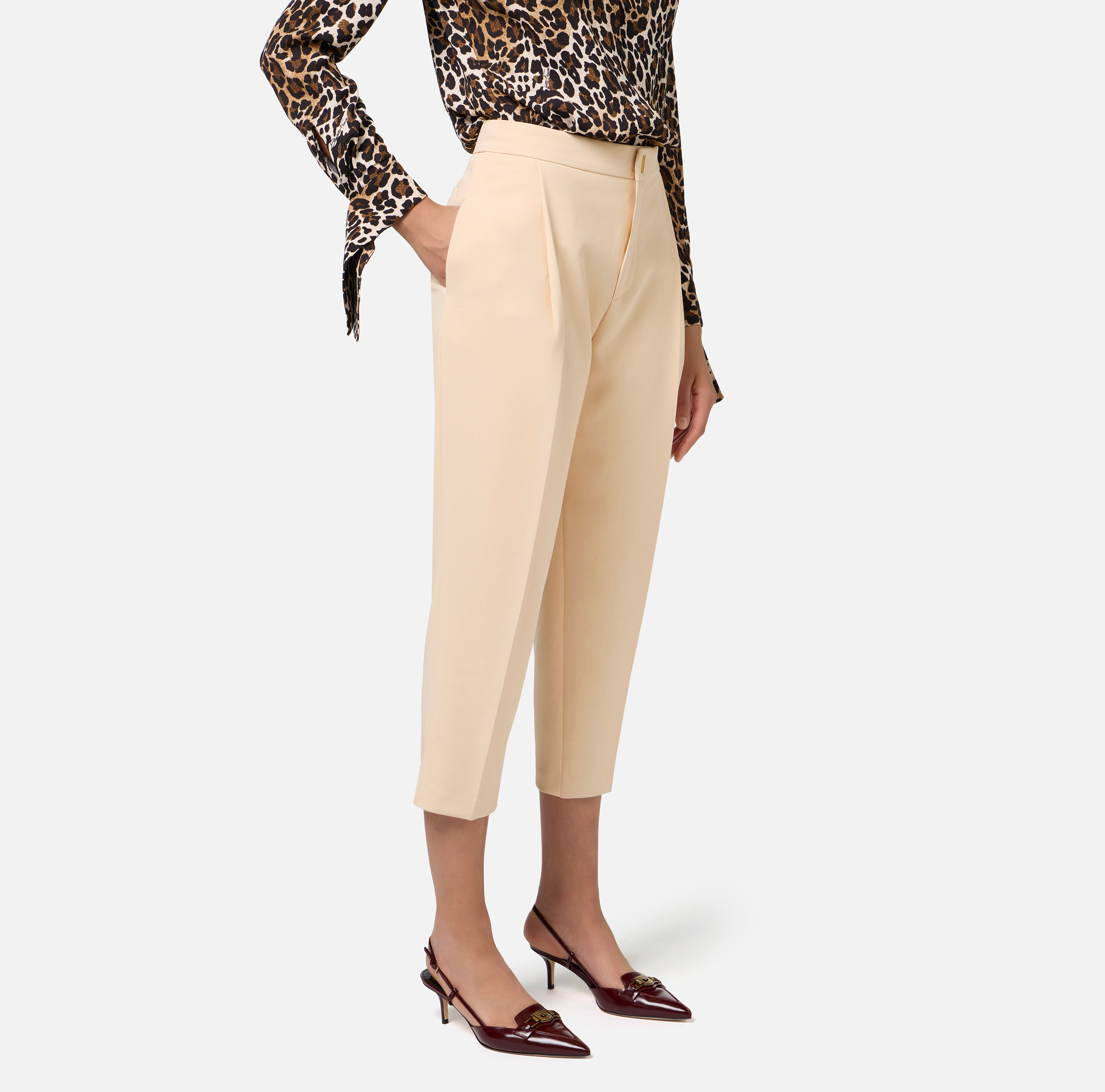 Pantalon cropped en crêpe avec pinces - Elisabetta Franchi