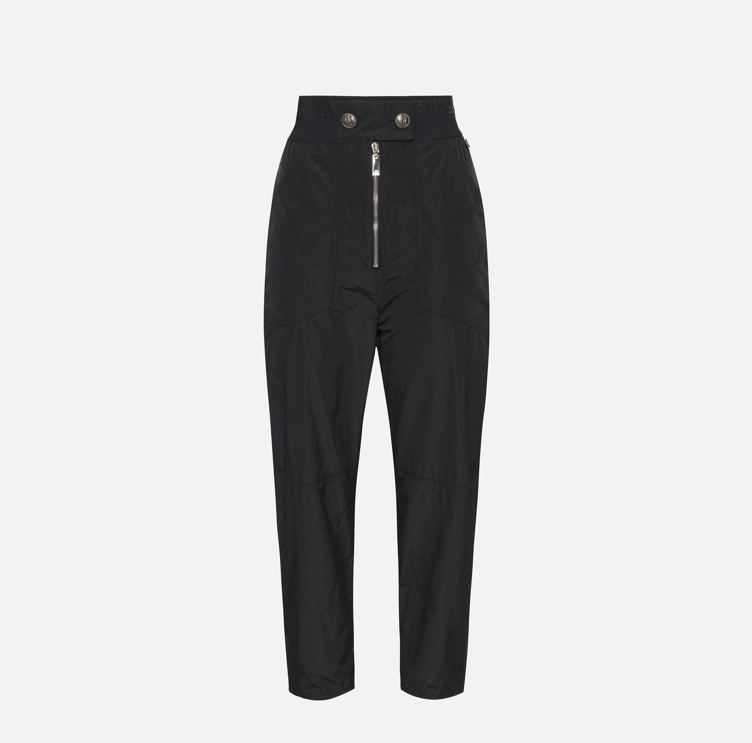 Technical nylon boyfriend trousers with logoed elastic - Elisabetta Franchi