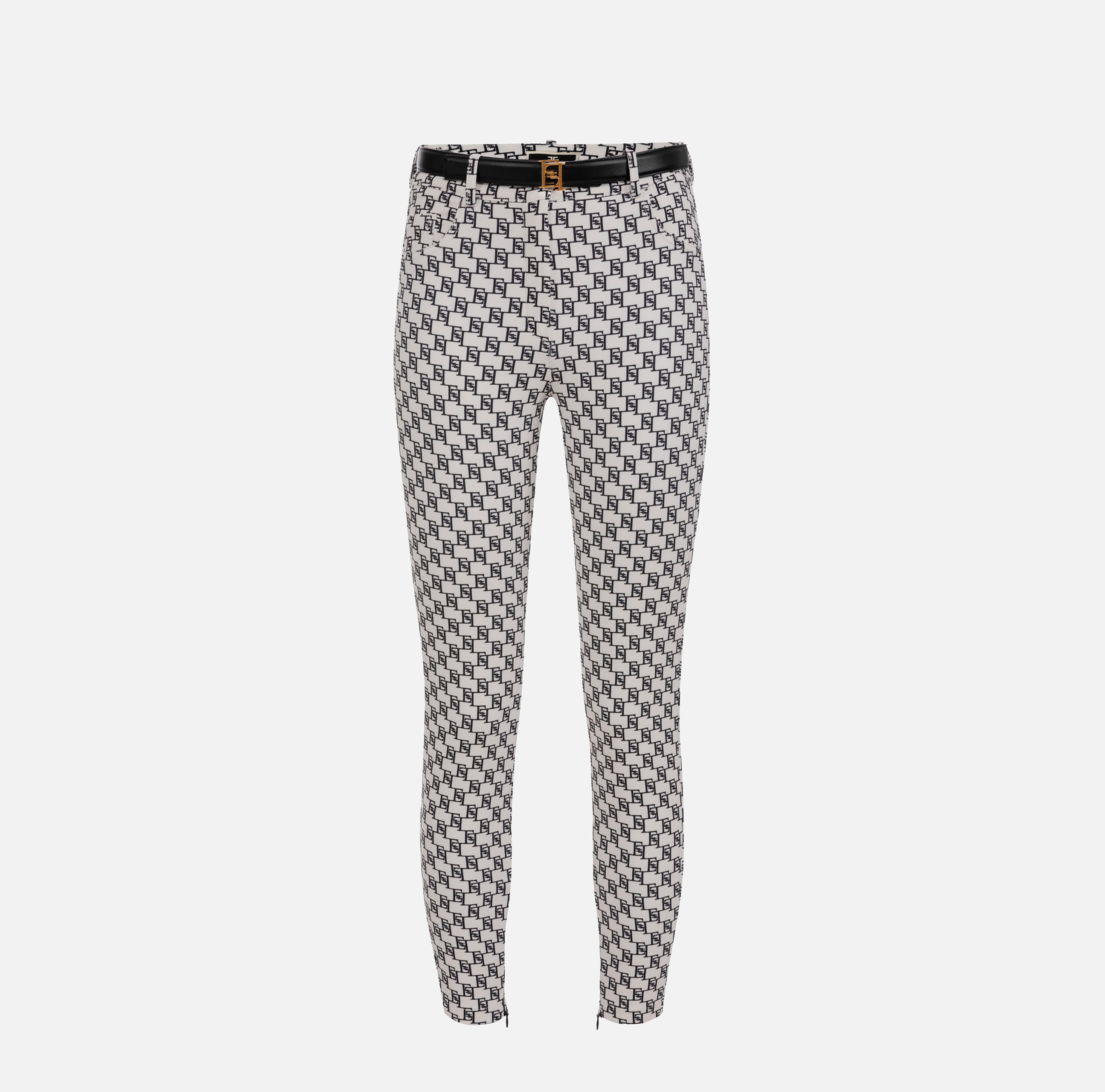 Five-pocket trousers in double layer crêpe fabric with logo print - ABBIGLIAMENTO - Elisabetta Franchi