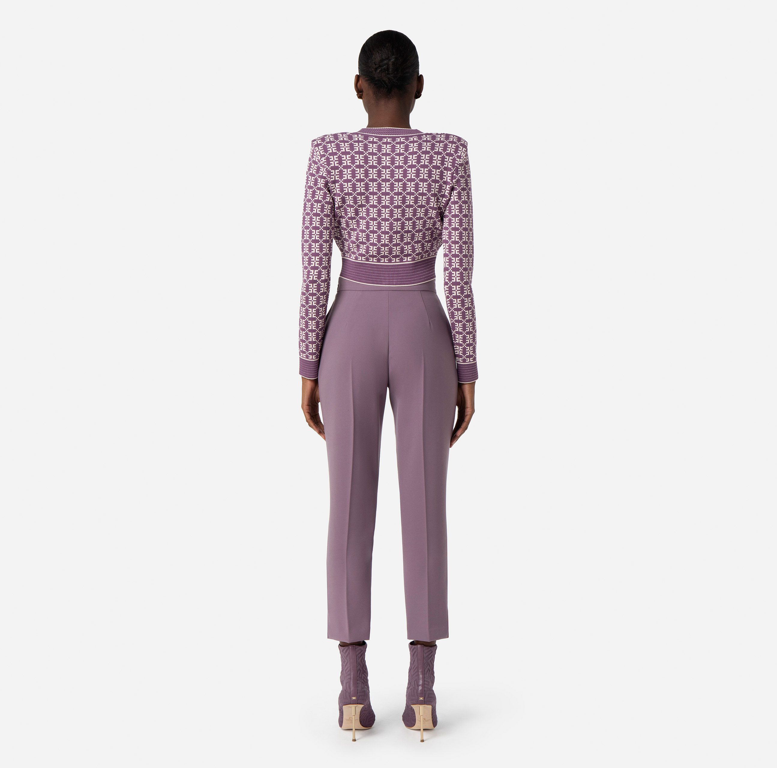 Straight trousers in crêpe fabric with horsebit - Elisabetta Franchi