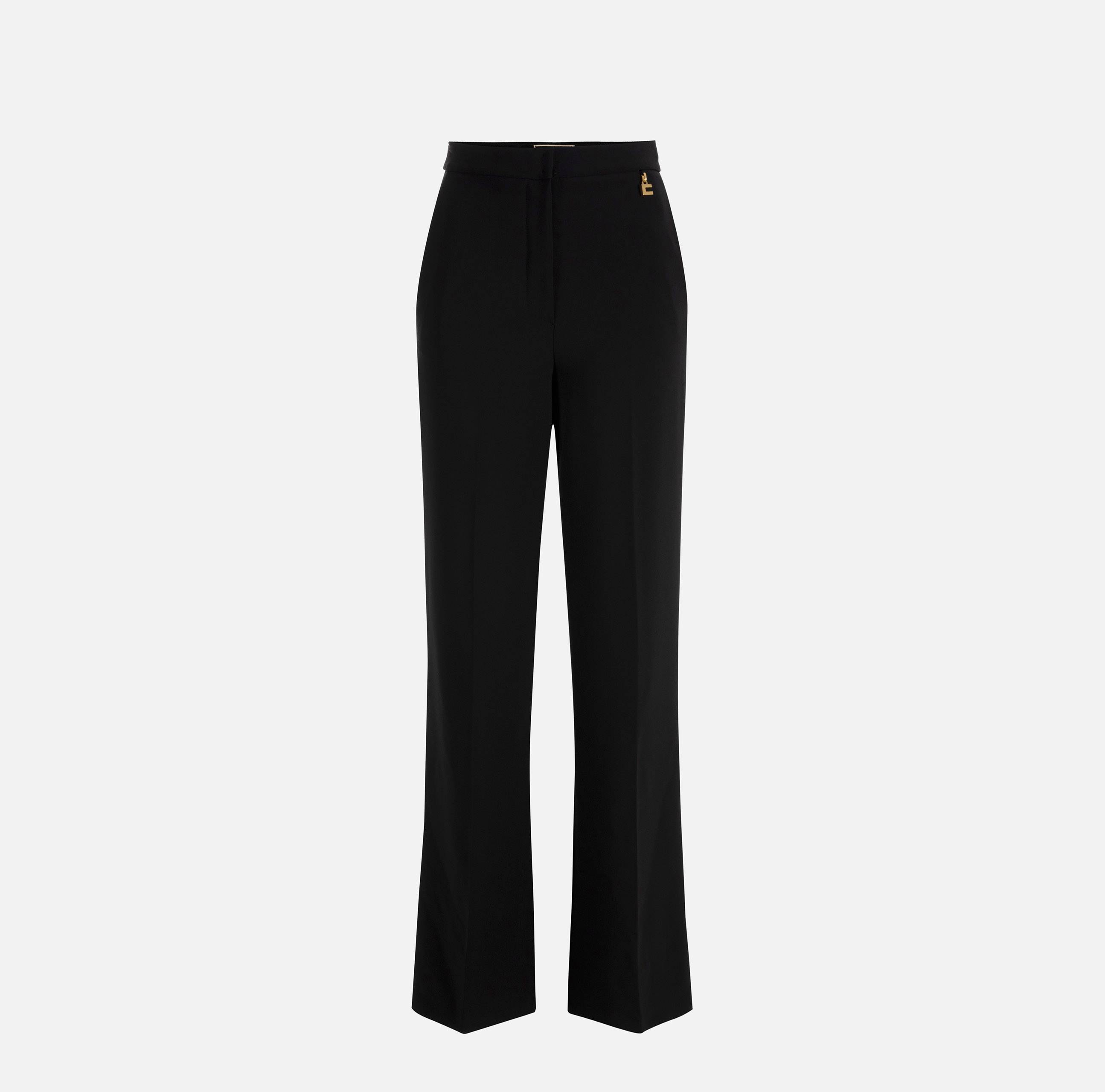 Straight trousers in lightweight crêpe fabric with charms - ABBIGLIAMENTO - Elisabetta Franchi