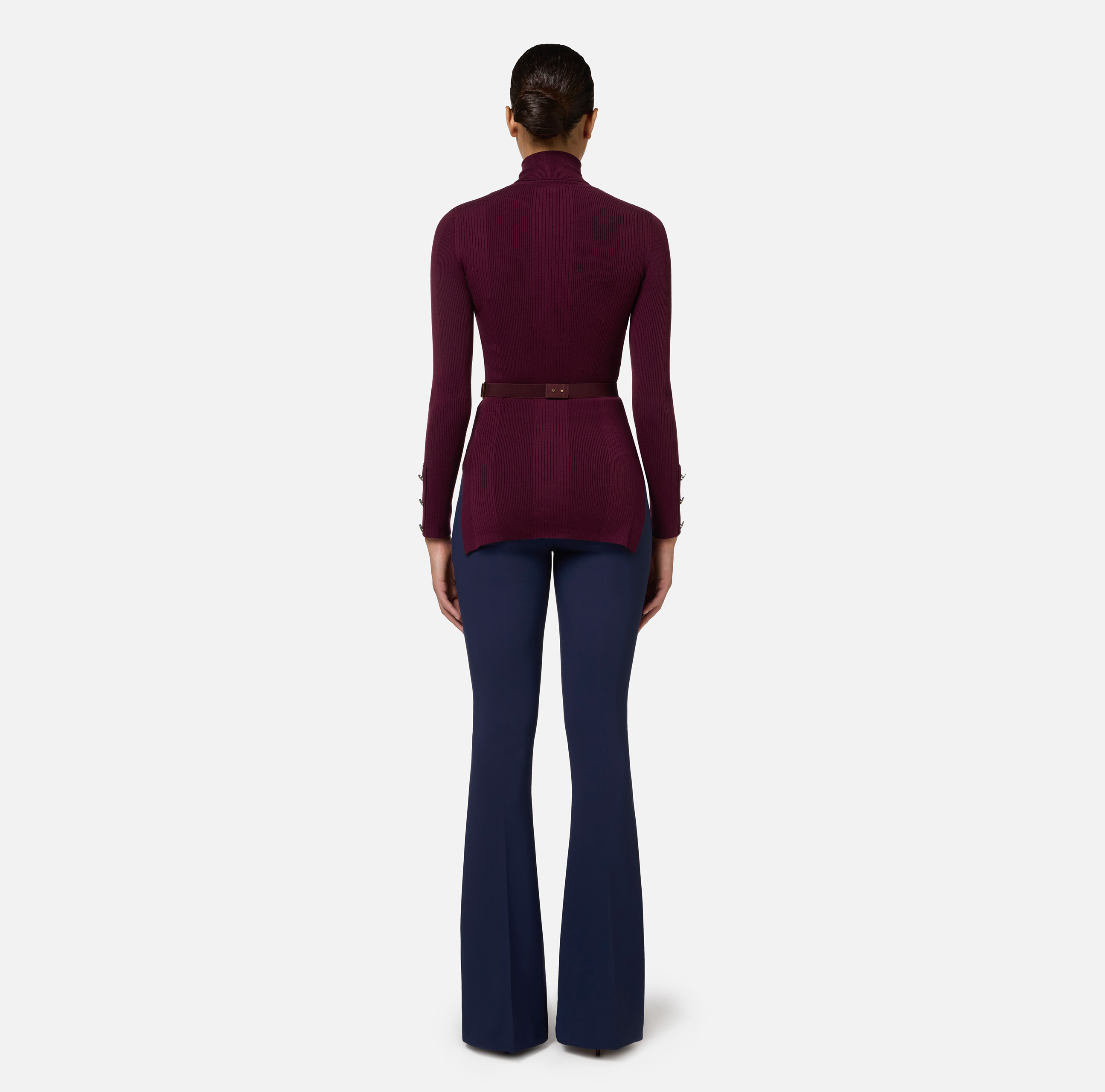 Palazzo trousers in stretch crêpe fabric with horsebit - Elisabetta Franchi