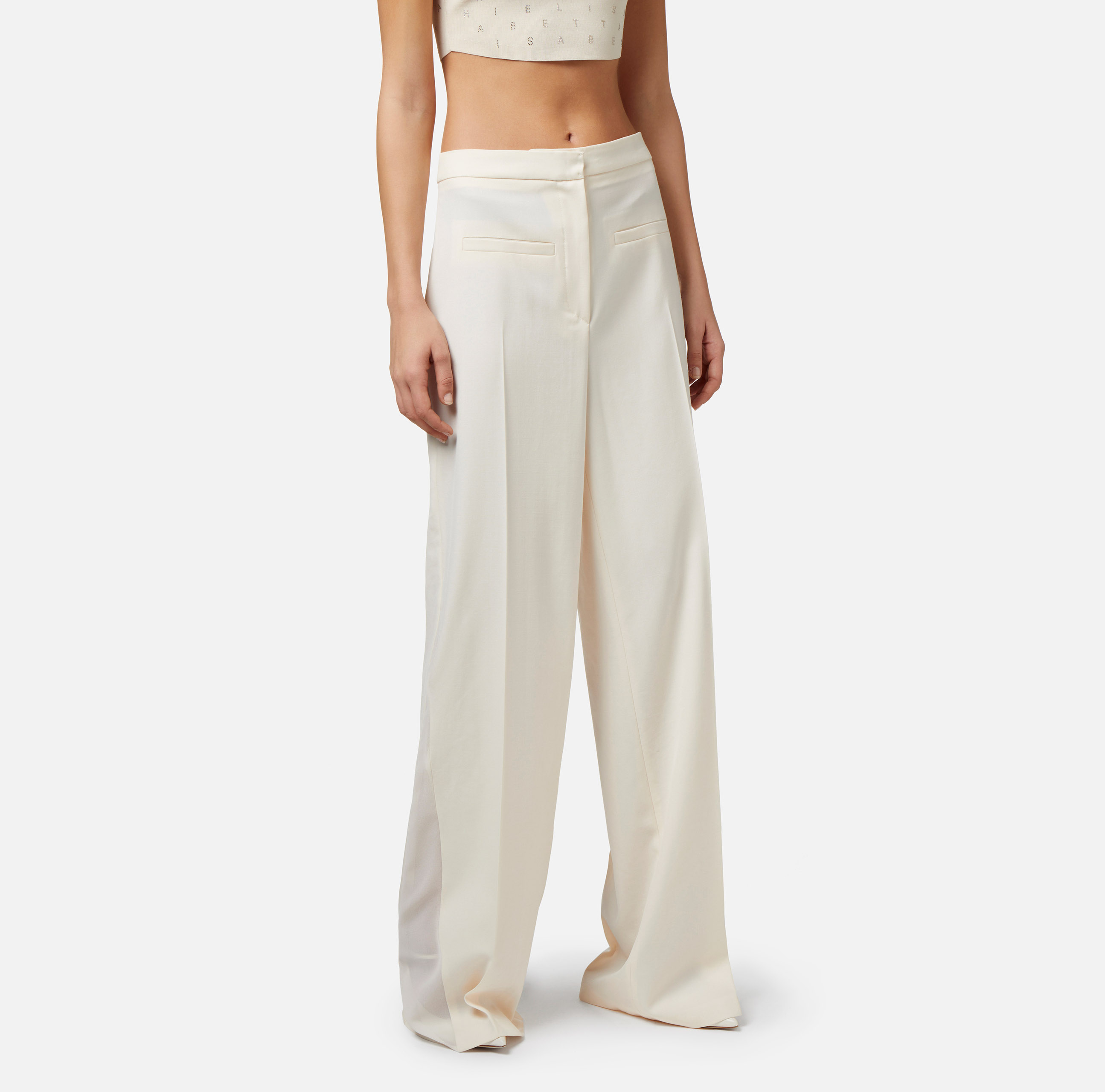 Straight trousers in cool wool with side insert - Elisabetta Franchi