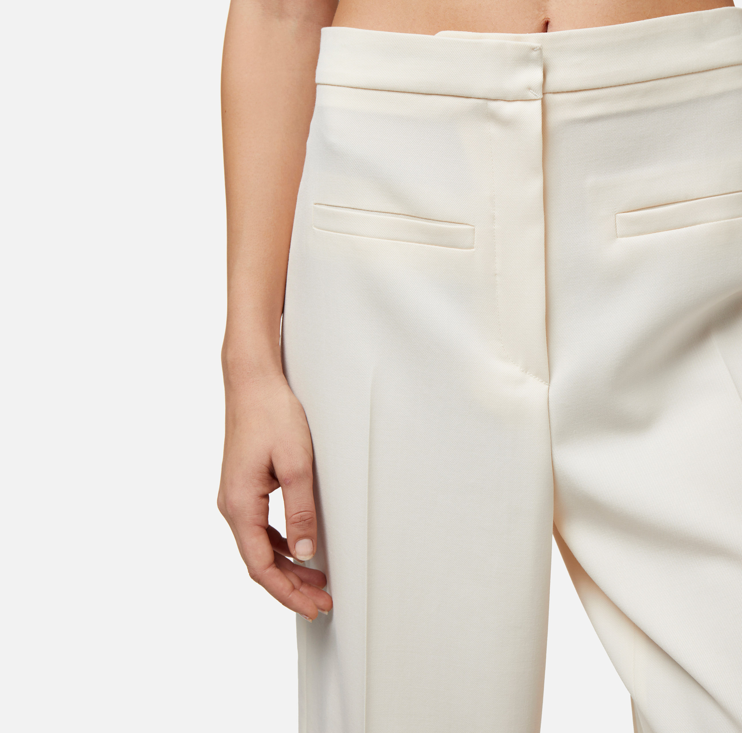 Spodnie z prostymi nogawkami z lekkiej wełny z boczną wstawką - Elisabetta Franchi