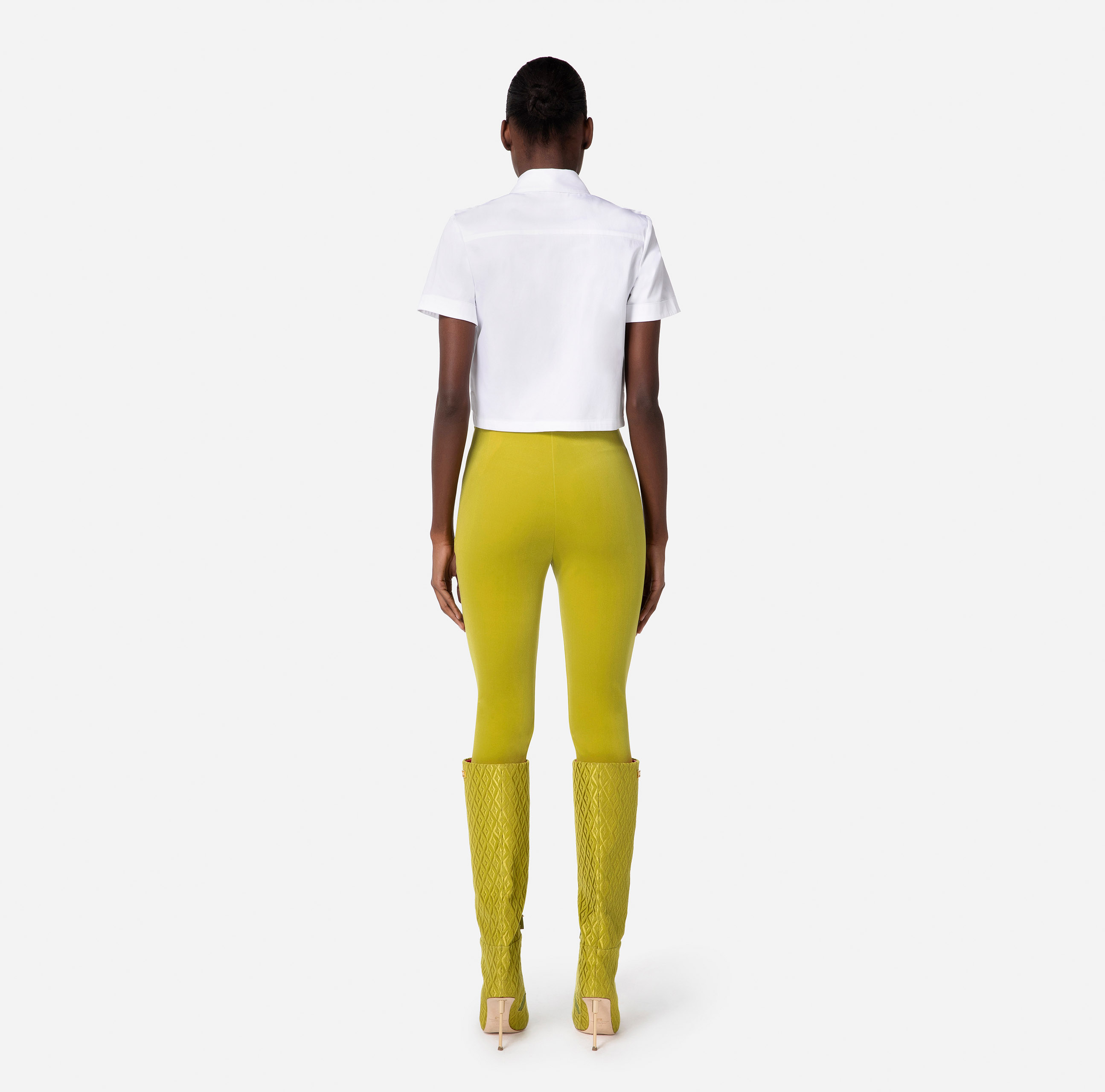 High-waist velvet straight trousers - Elisabetta Franchi