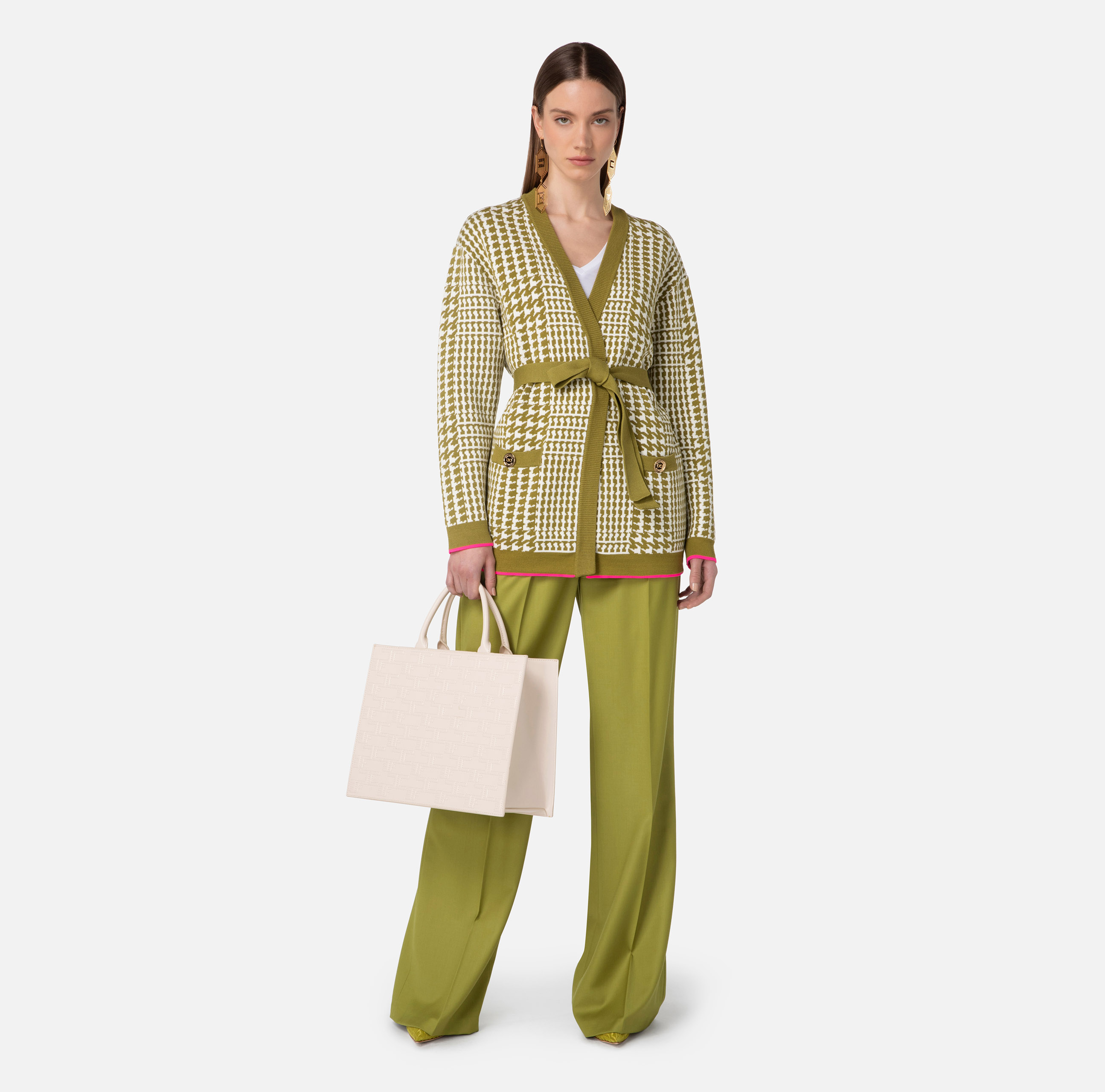 Palazzo trousers in cool wool with belt - Elisabetta Franchi