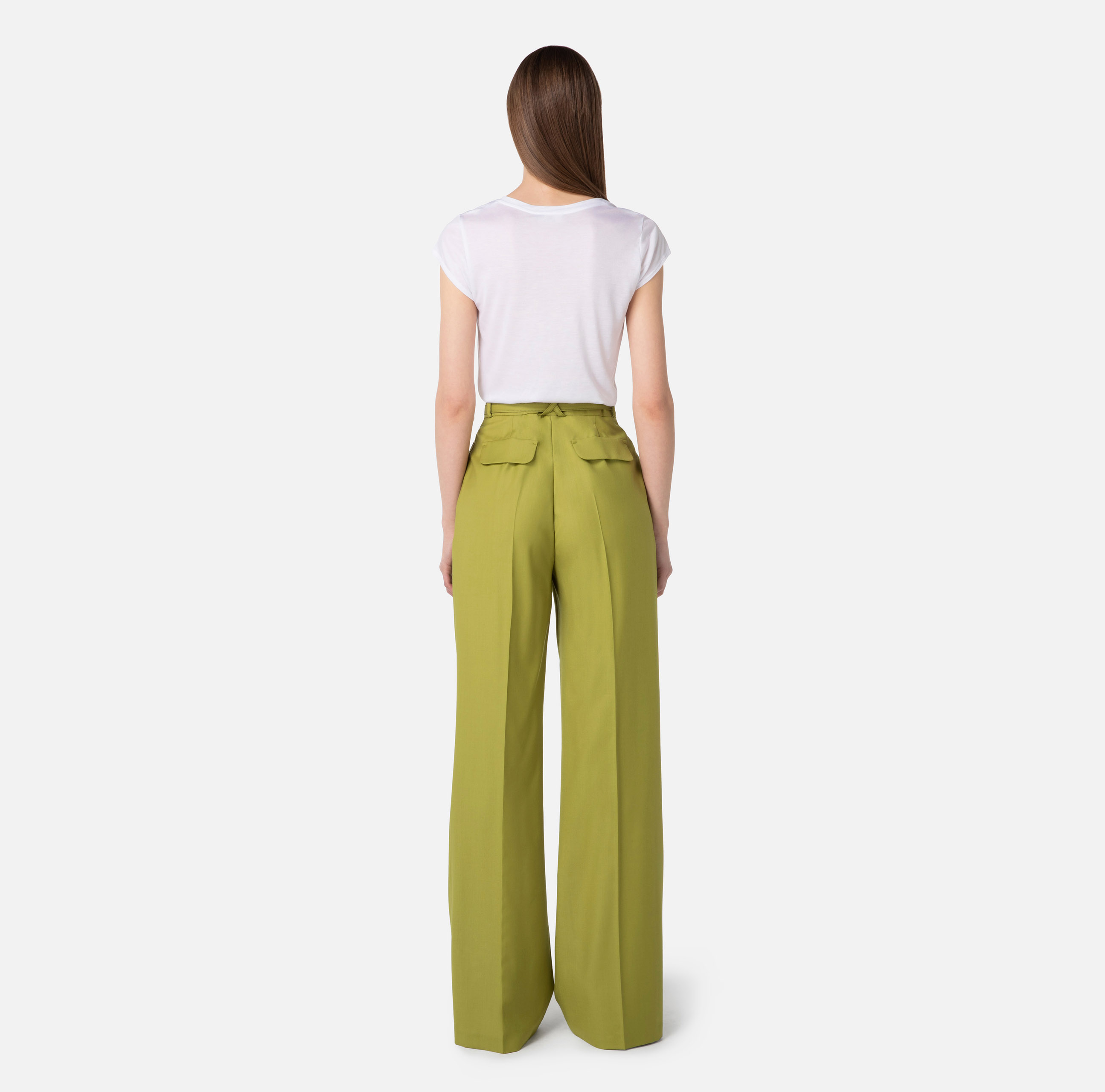 Palazzo trousers in cool wool with belt - Elisabetta Franchi