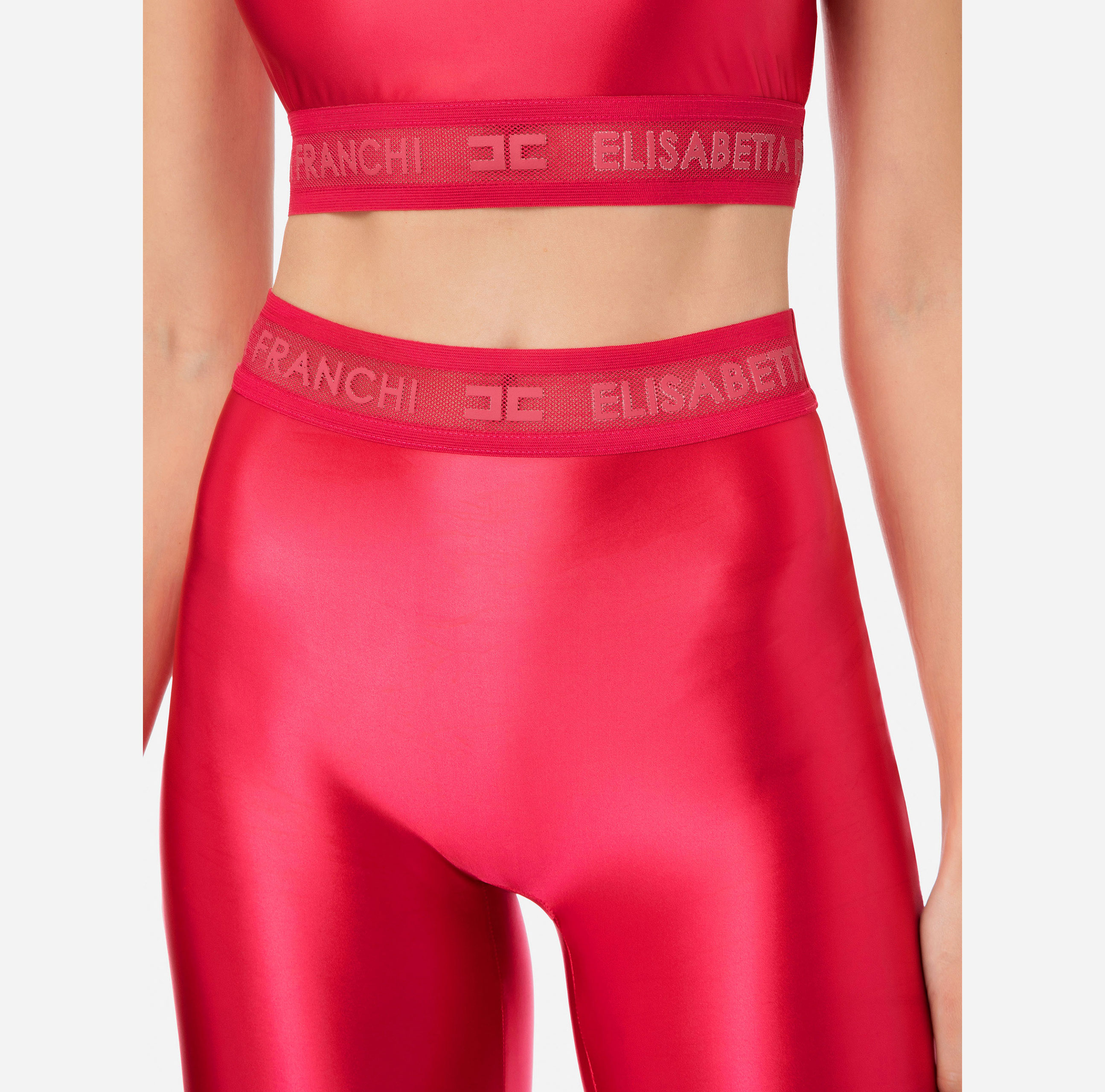 Shiny Lycra leggings with logoed elastic - Elisabetta Franchi