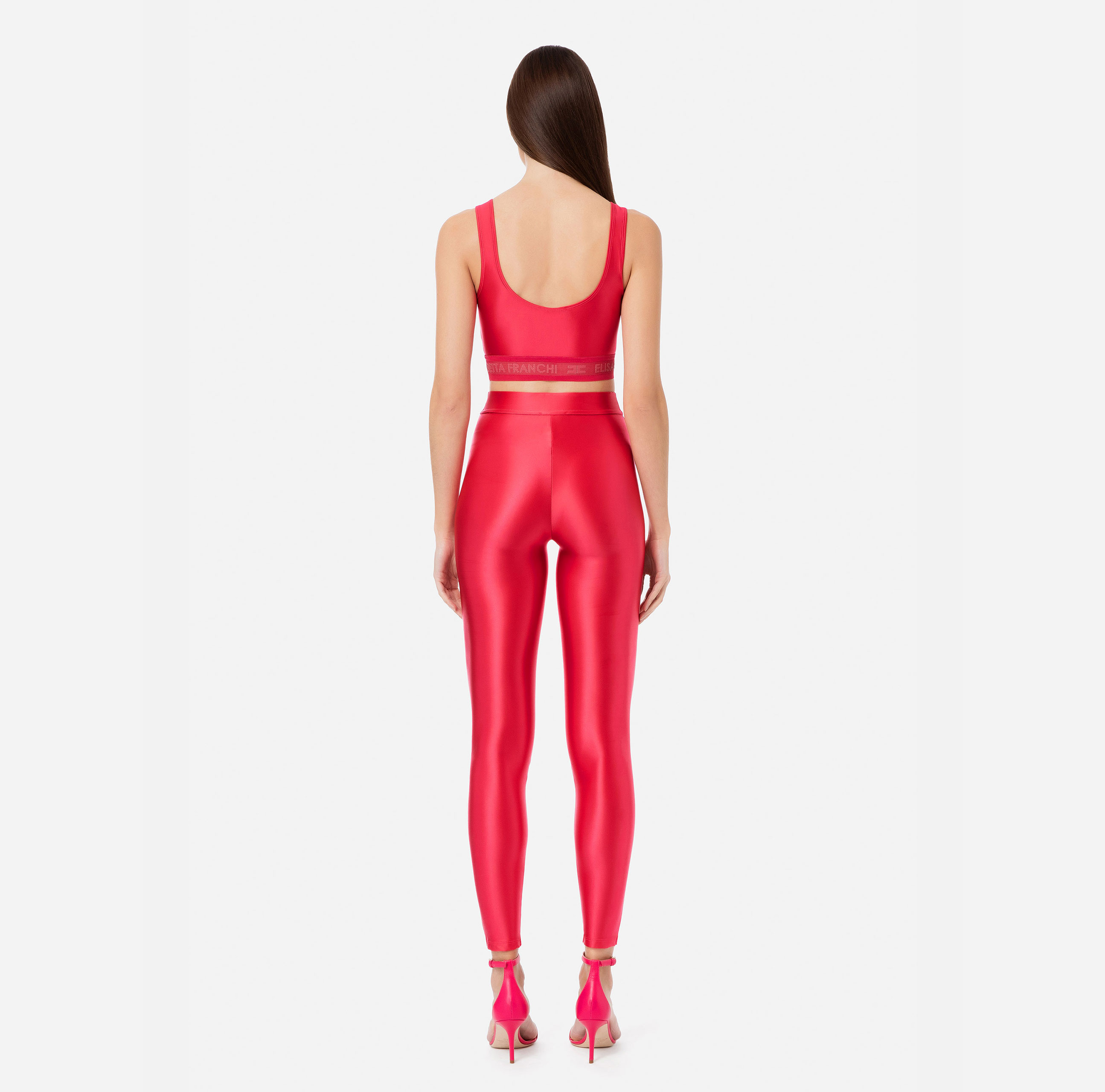 Shiny Lycra leggings with logoed elastic - Elisabetta Franchi