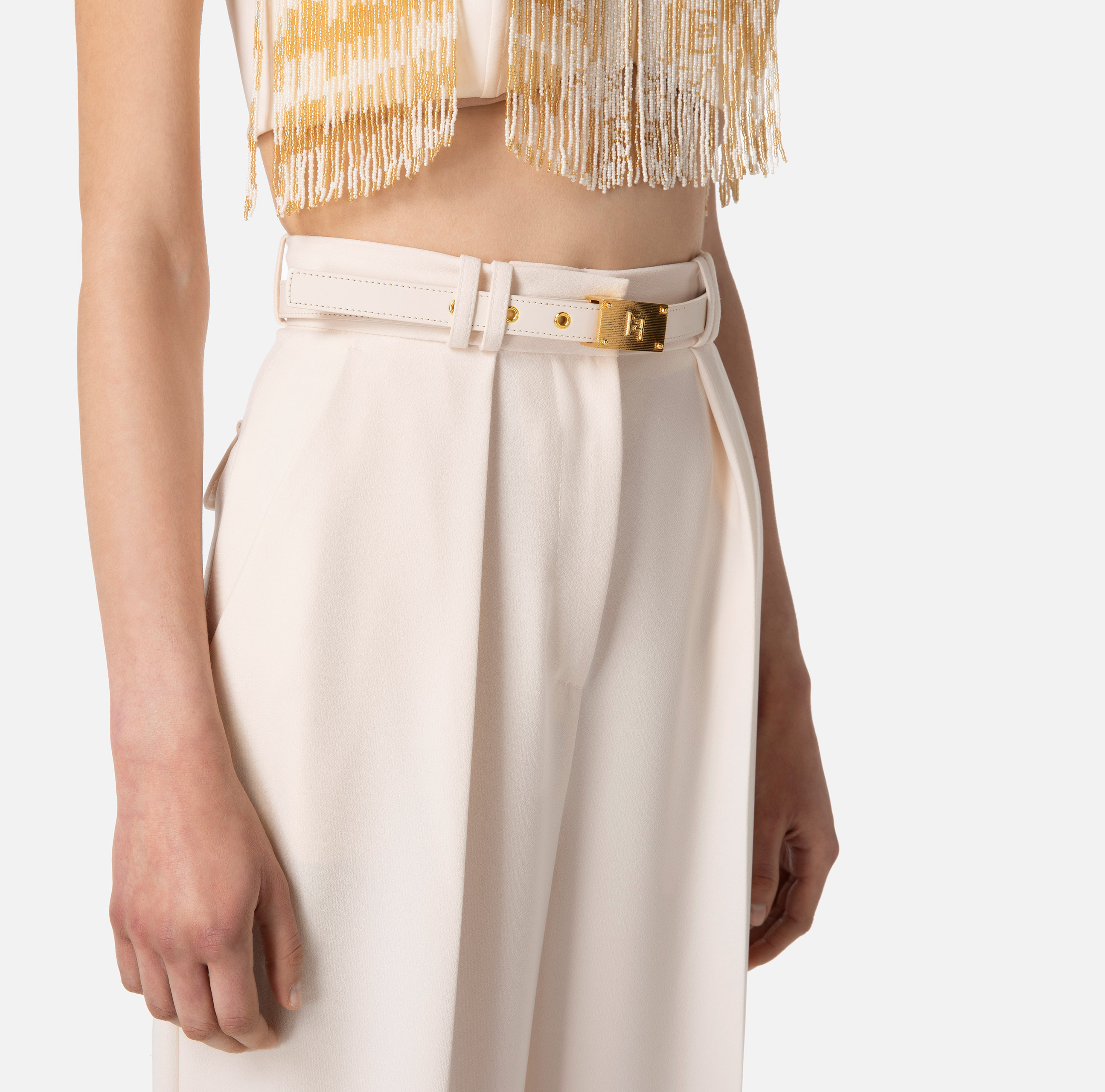 Palazzo trousers in crêpe fabric with belt - Elisabetta Franchi