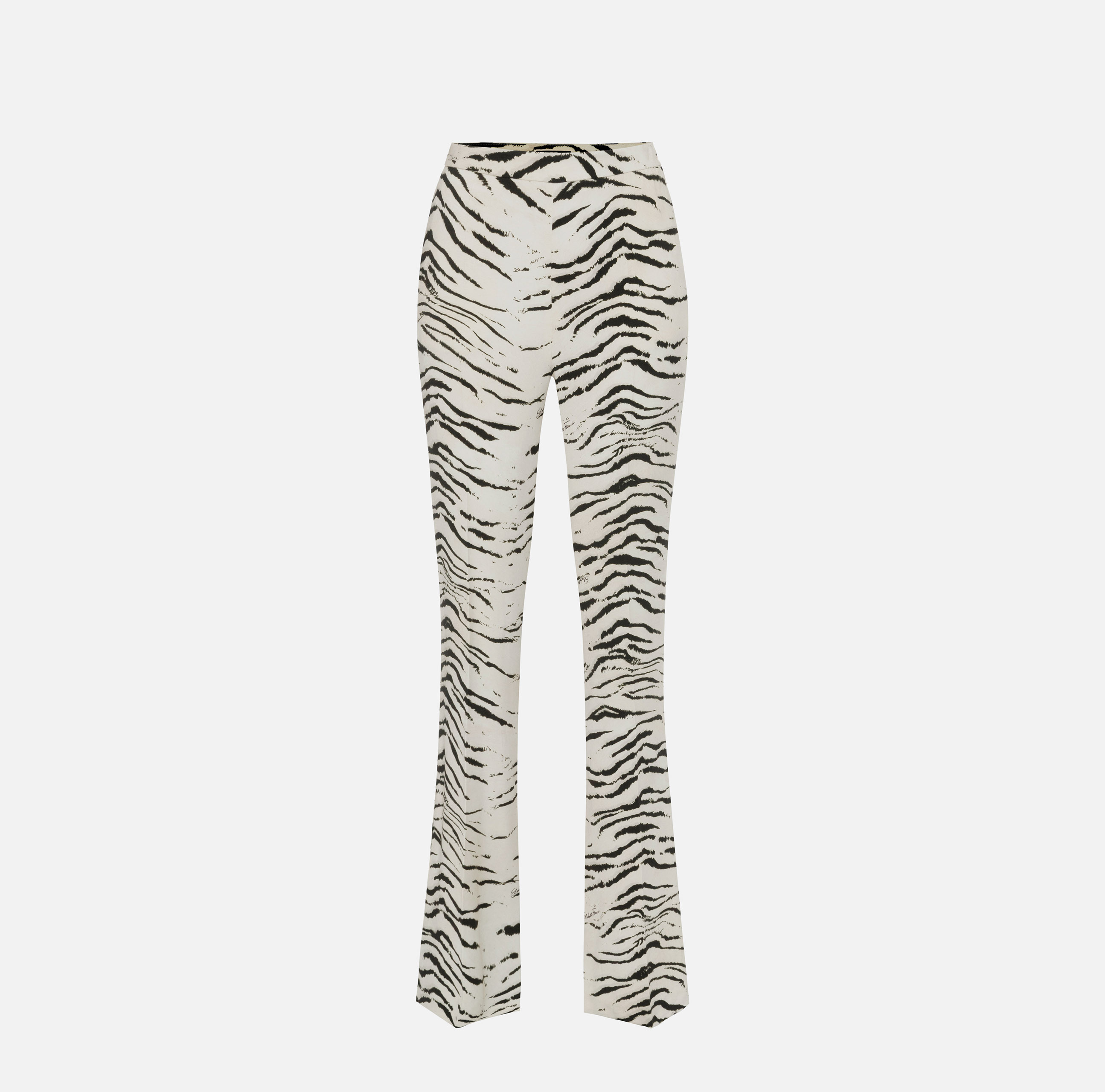 Spodnie z prostymi nogawkami z tkaniny cady wiskozowej z nadrukiem zwierzęcym - ABBIGLIAMENTO - Elisabetta Franchi