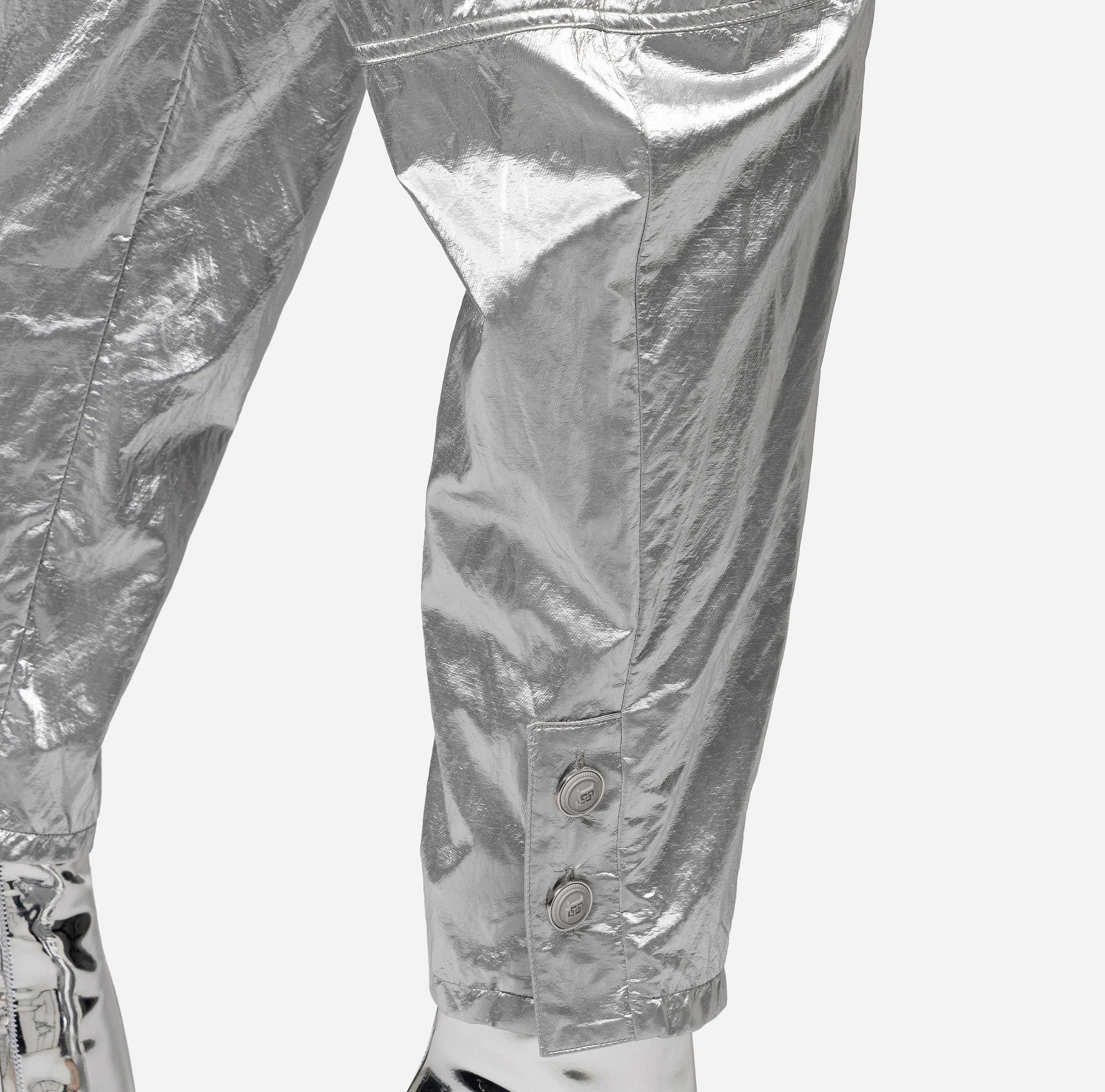 Spodnie o kroju boyfriend z metalizowanej wiskozy - Elisabetta Franchi