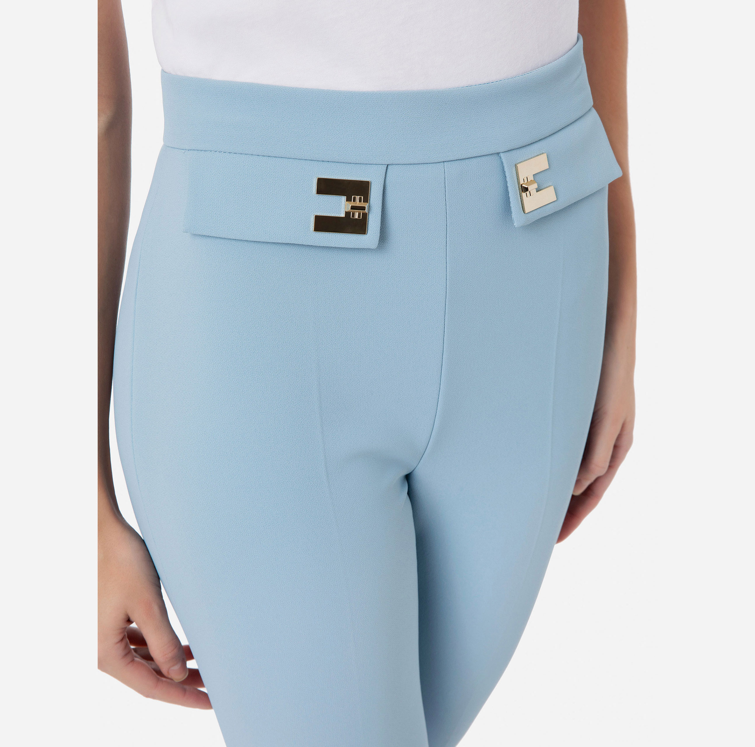 Tapered fit trousers in double-layer stretch crêpe - Elisabetta Franchi