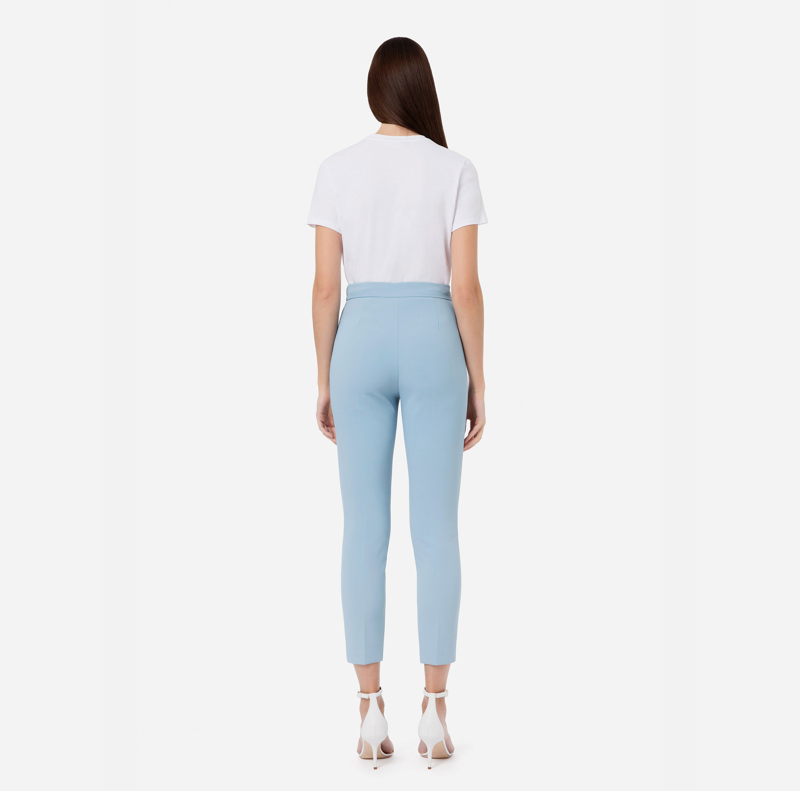 Tapered fit trousers in double-layer stretch crêpe - Elisabetta Franchi