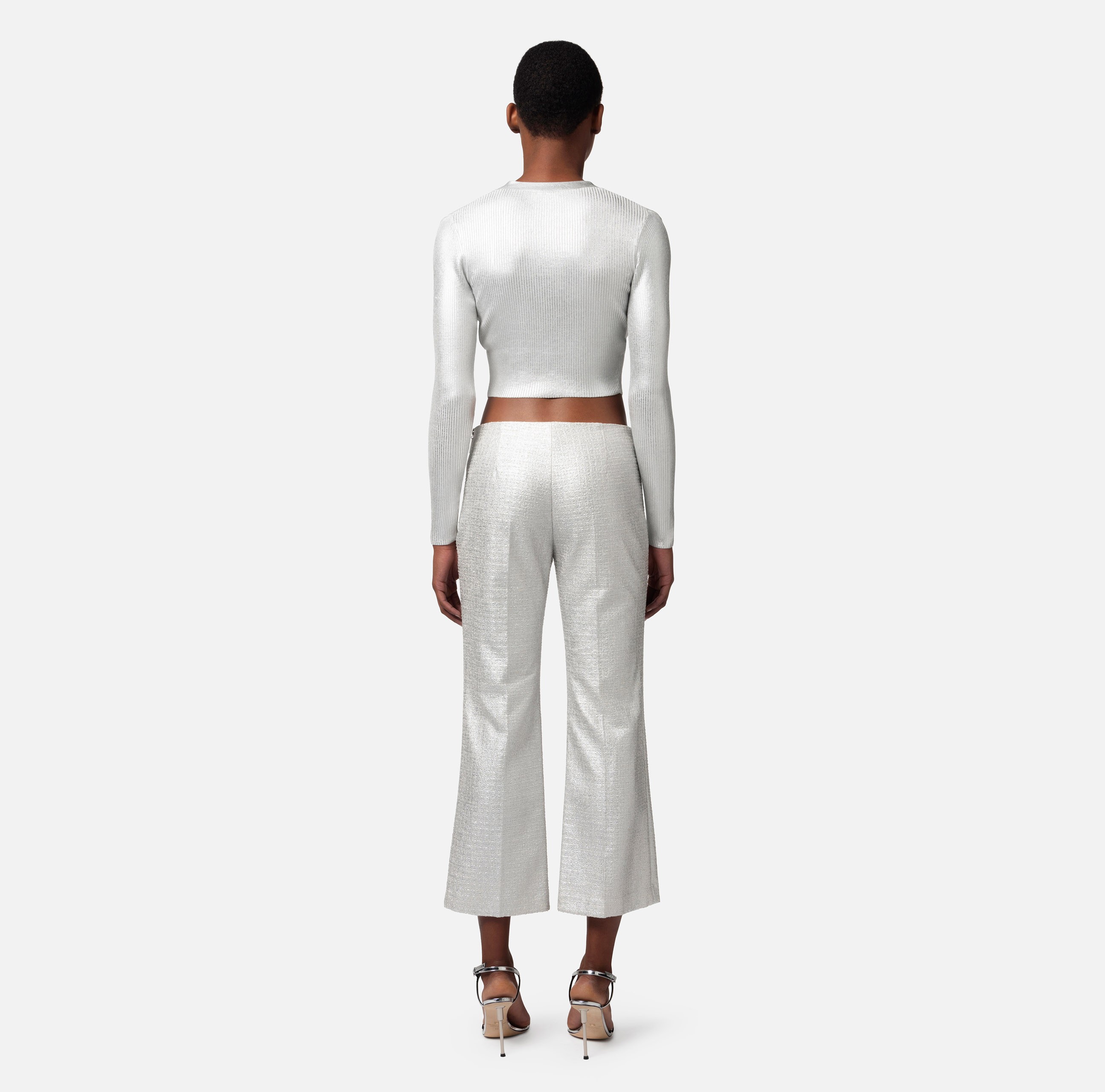 Gerade geschnittene Hose aus laminiertem Tweed - Elisabetta Franchi