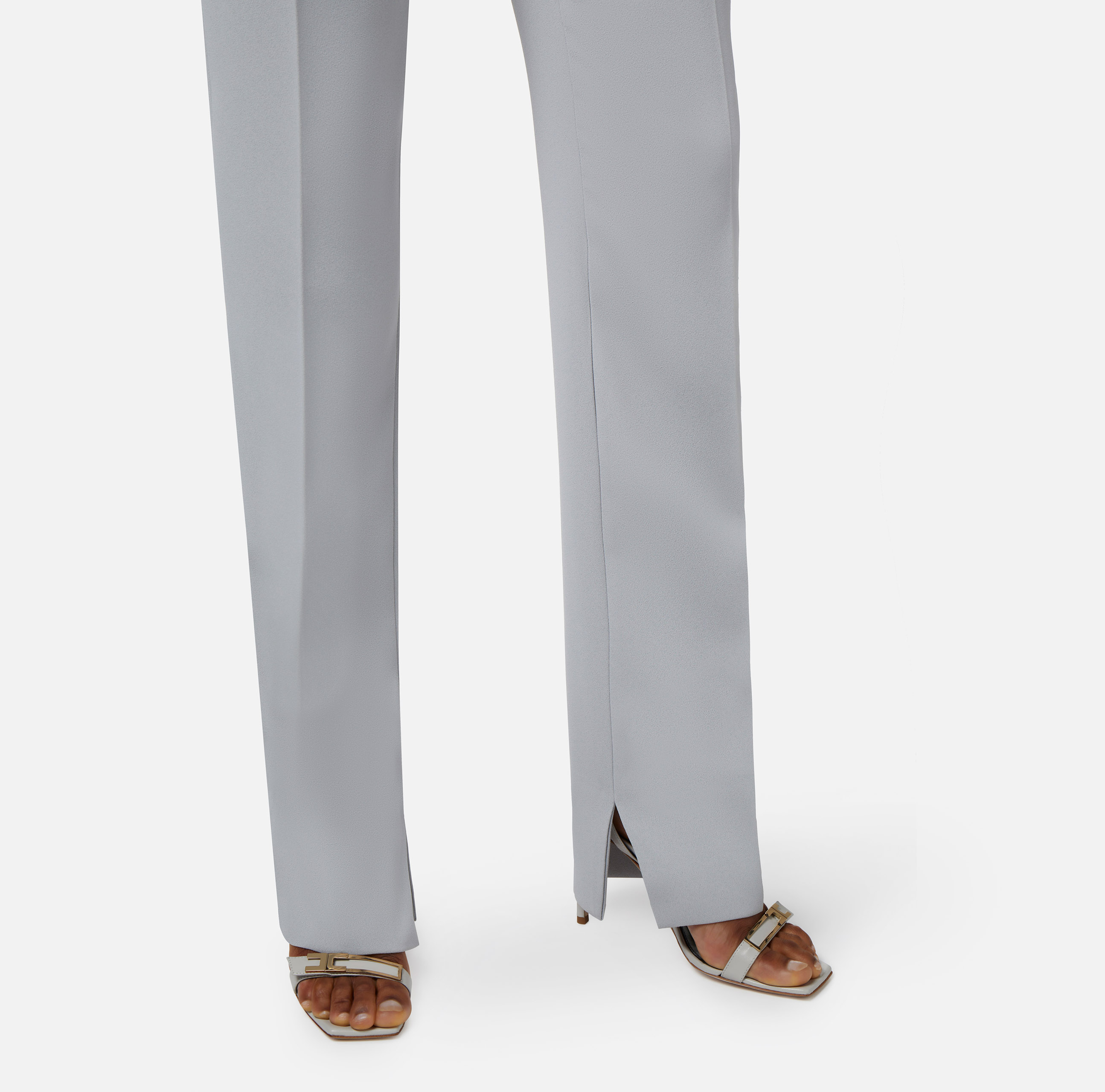 Pantalone dritto in crêpe leggero con spacchi - Elisabetta Franchi