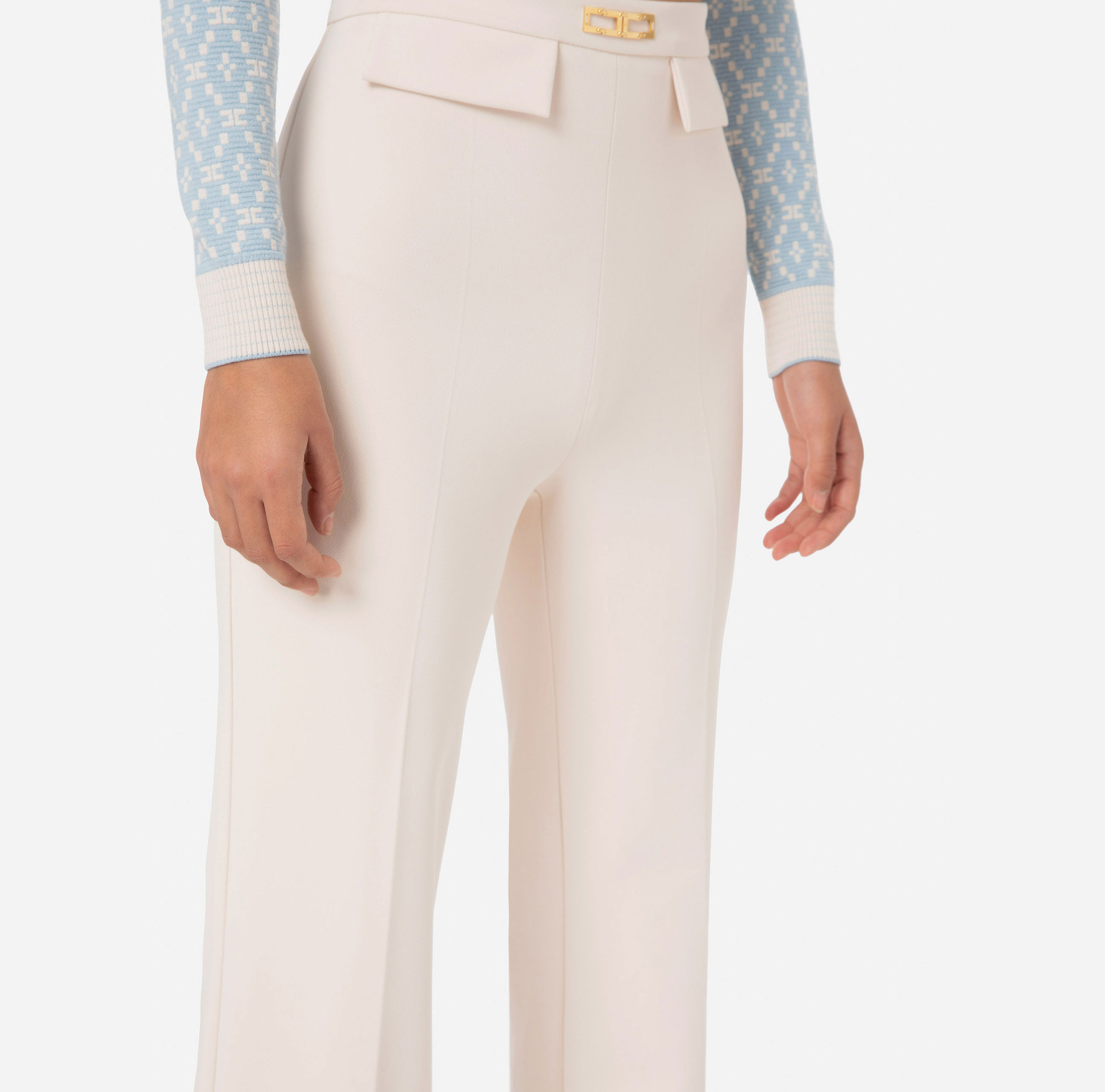 Palazzo fit trousers in double layer stretch crêpe - Elisabetta Franchi