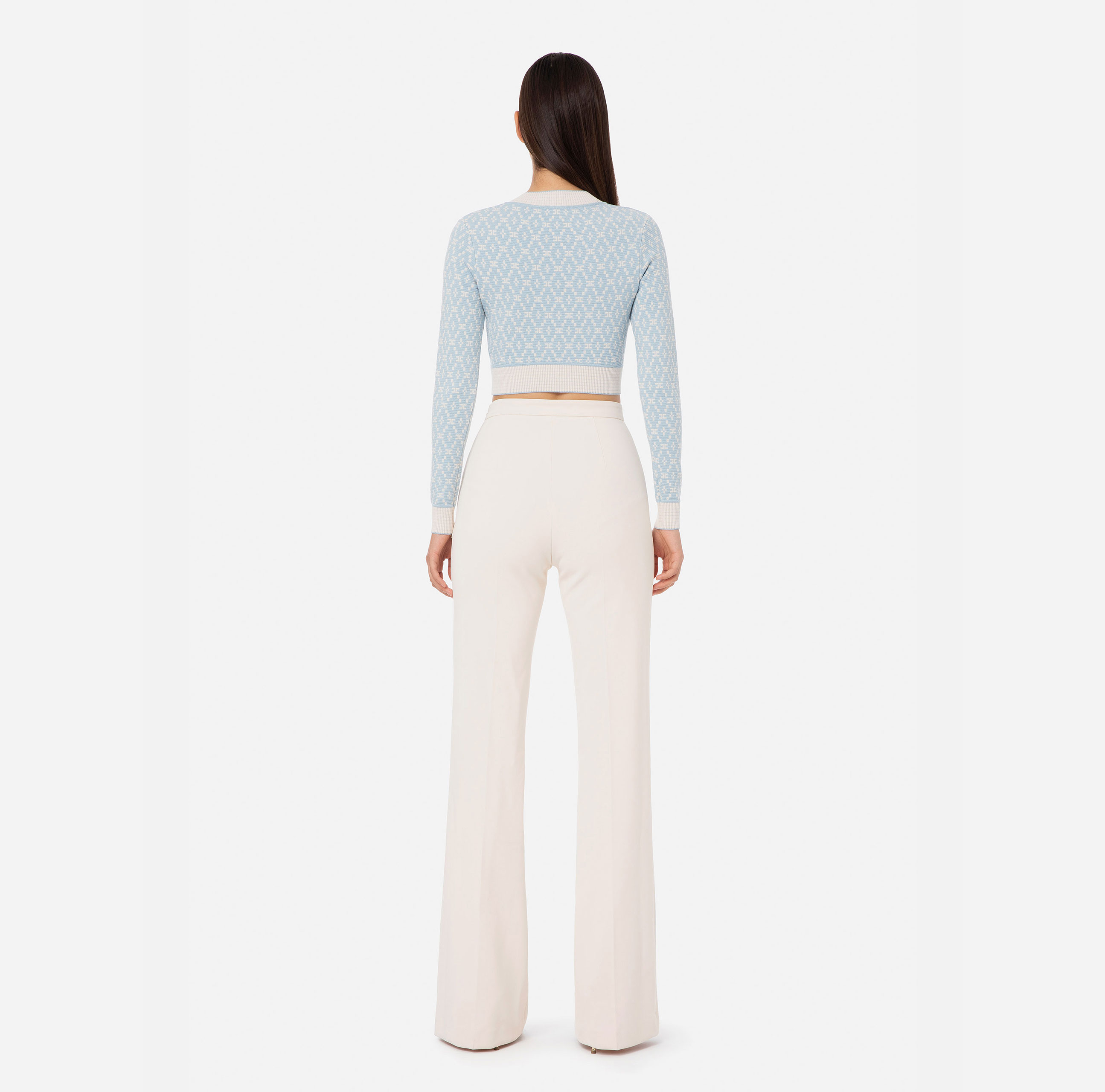 Palazzo fit trousers in double layer stretch crêpe - Elisabetta Franchi