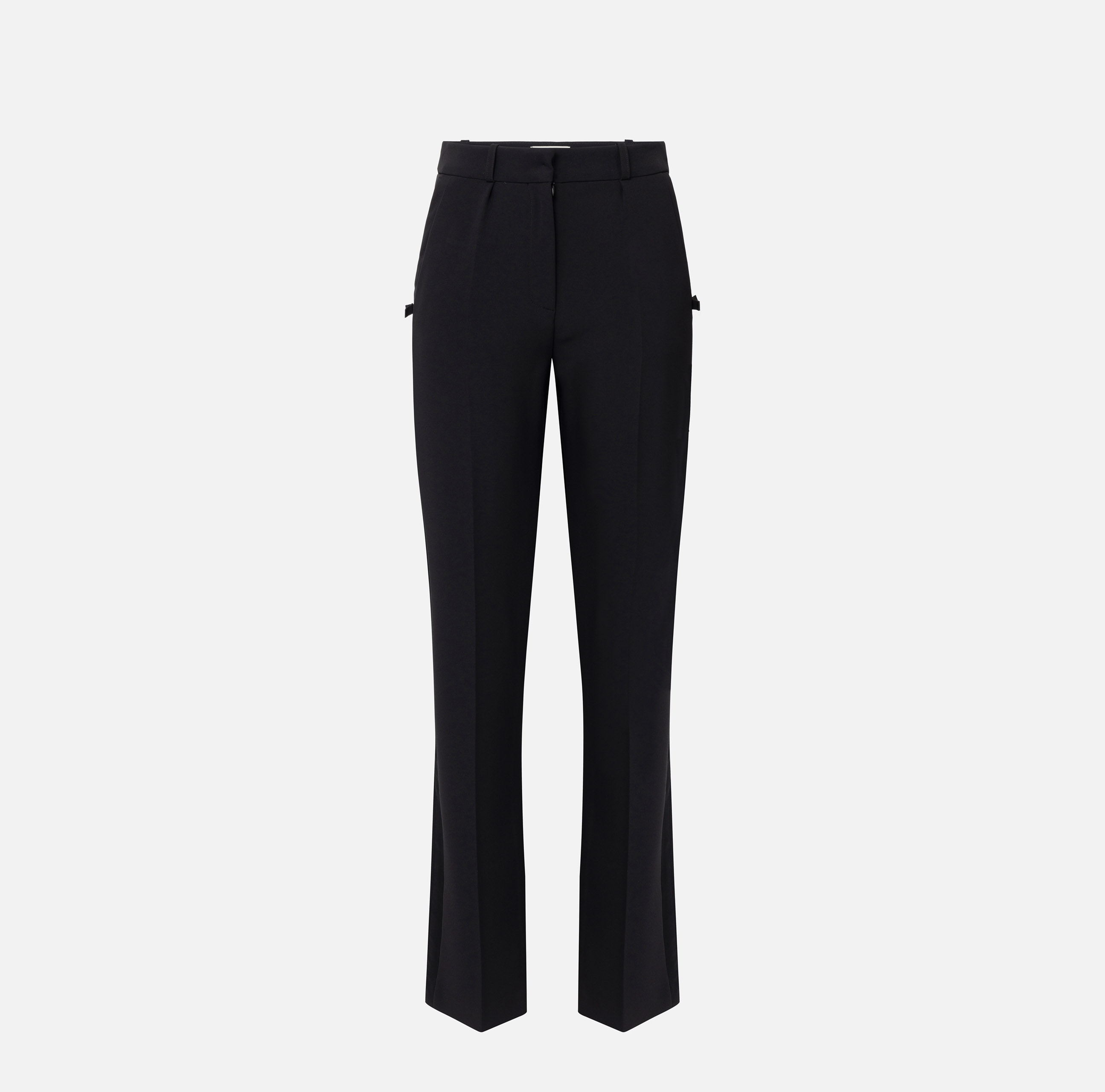 Straight trousers in lightweight crêpe fabric with satin band - Elisabetta Franchi