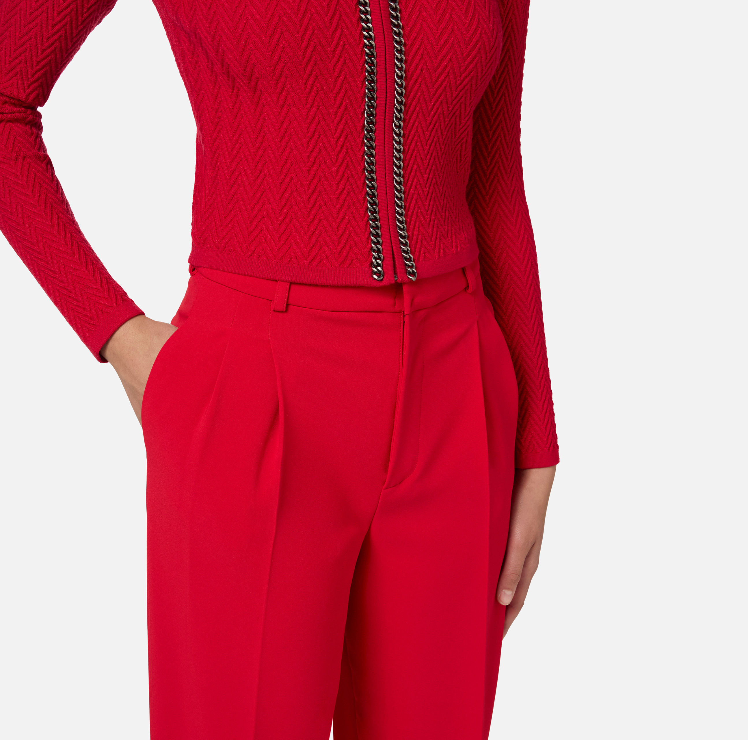 Pantalone in crêpe stretch con doppie pinces - Elisabetta Franchi