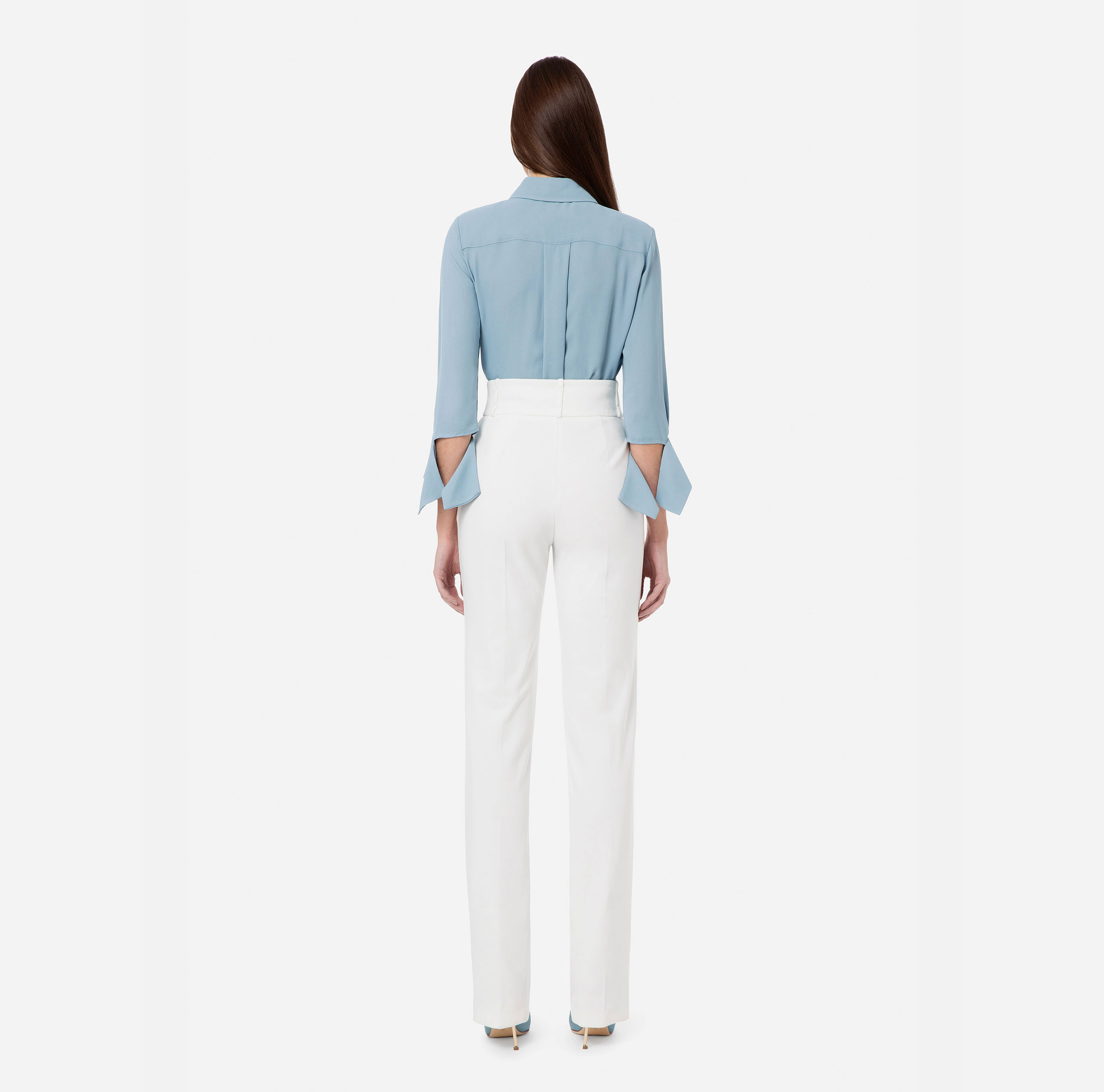 Trousers in diagonal weave technical fabric - Elisabetta Franchi