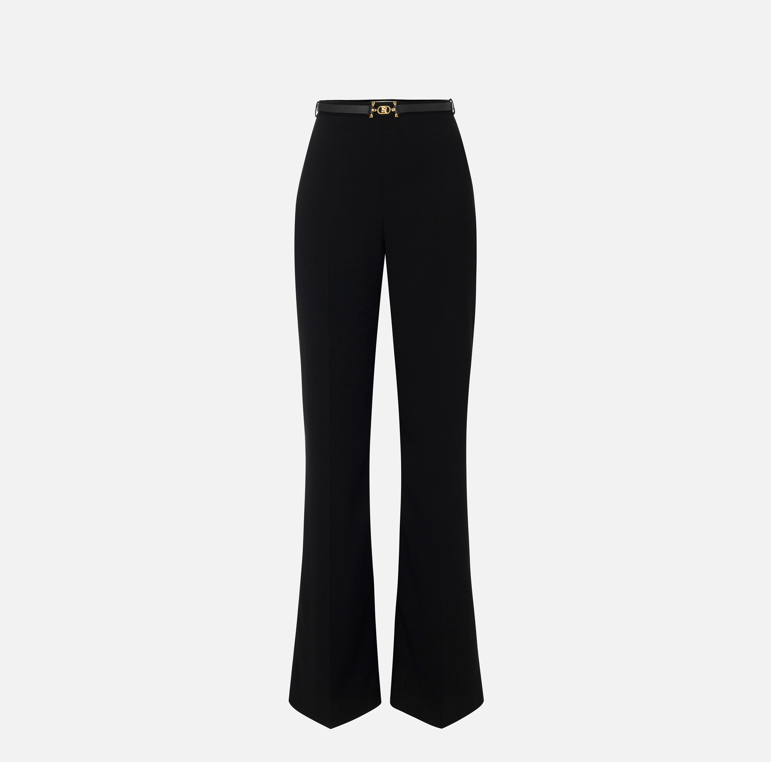 Palazzo trousers in flowing crêpe fabric with belt - Elisabetta Franchi