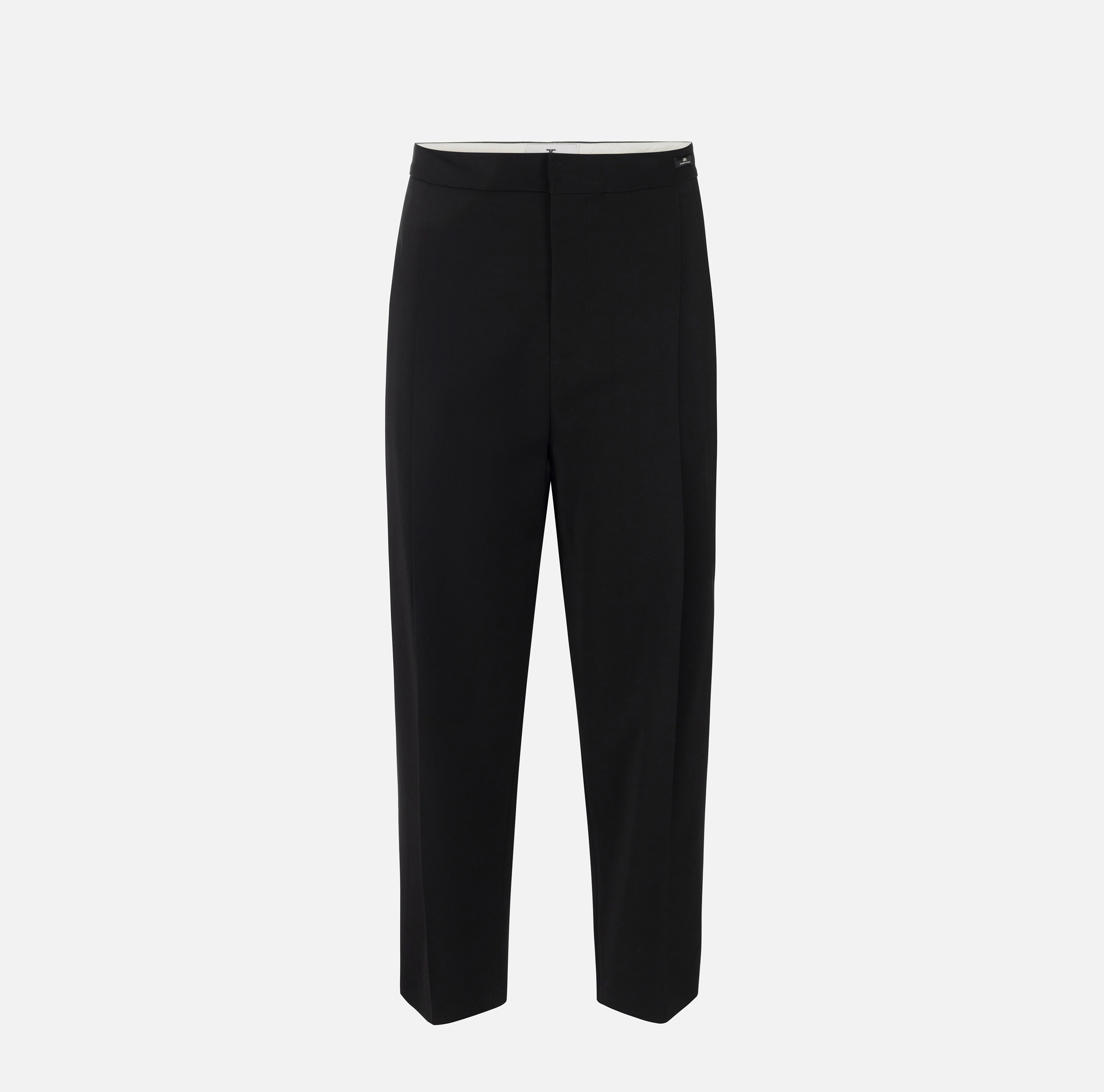 Pantalón cropped de lana fría elástica con pinzas - ABBIGLIAMENTO - Elisabetta Franchi