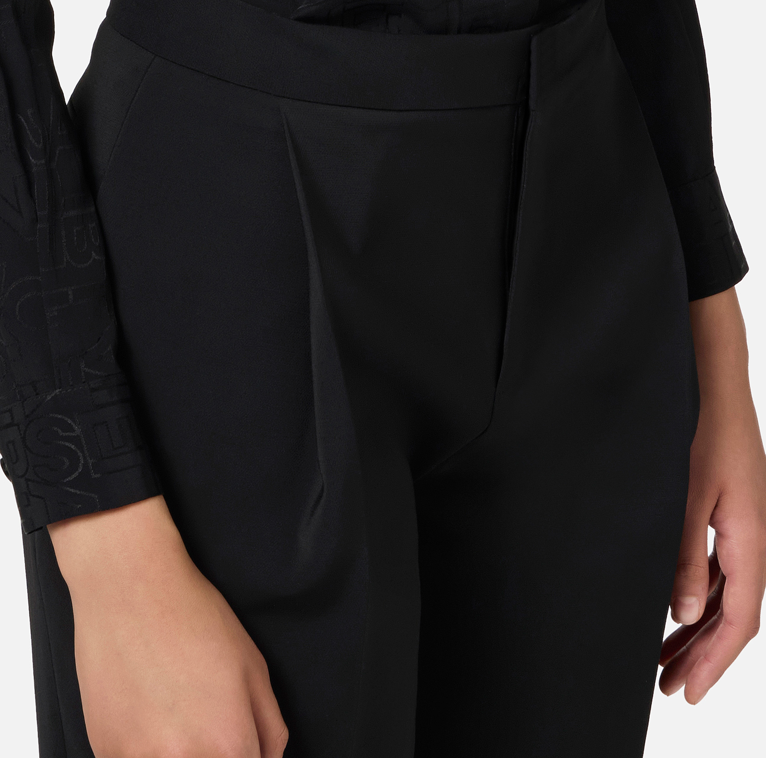 Cropped trousers in stretch cool wool with darts - Elisabetta Franchi