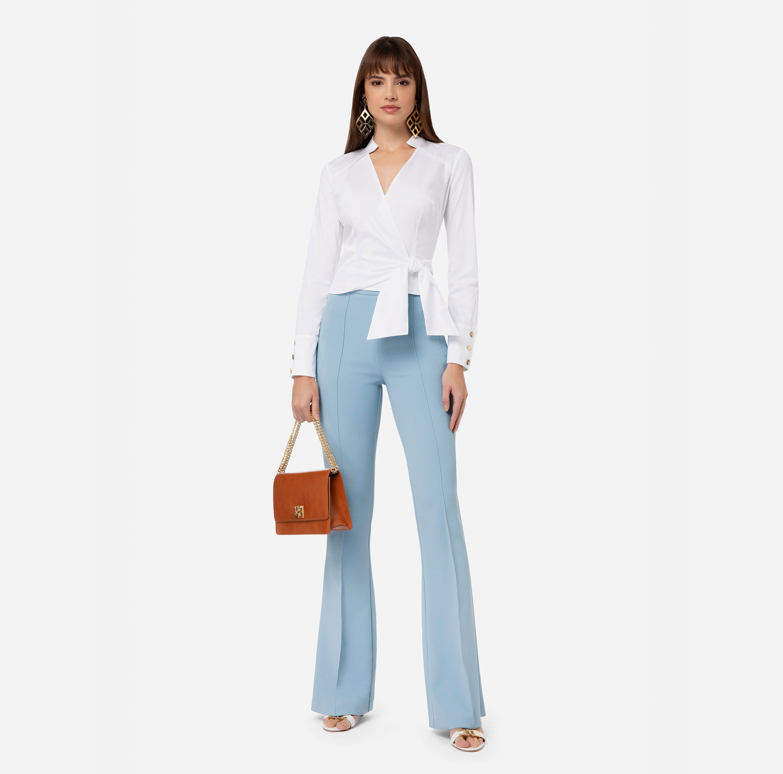Trousers in double layer stretch crêpe - Elisabetta Franchi