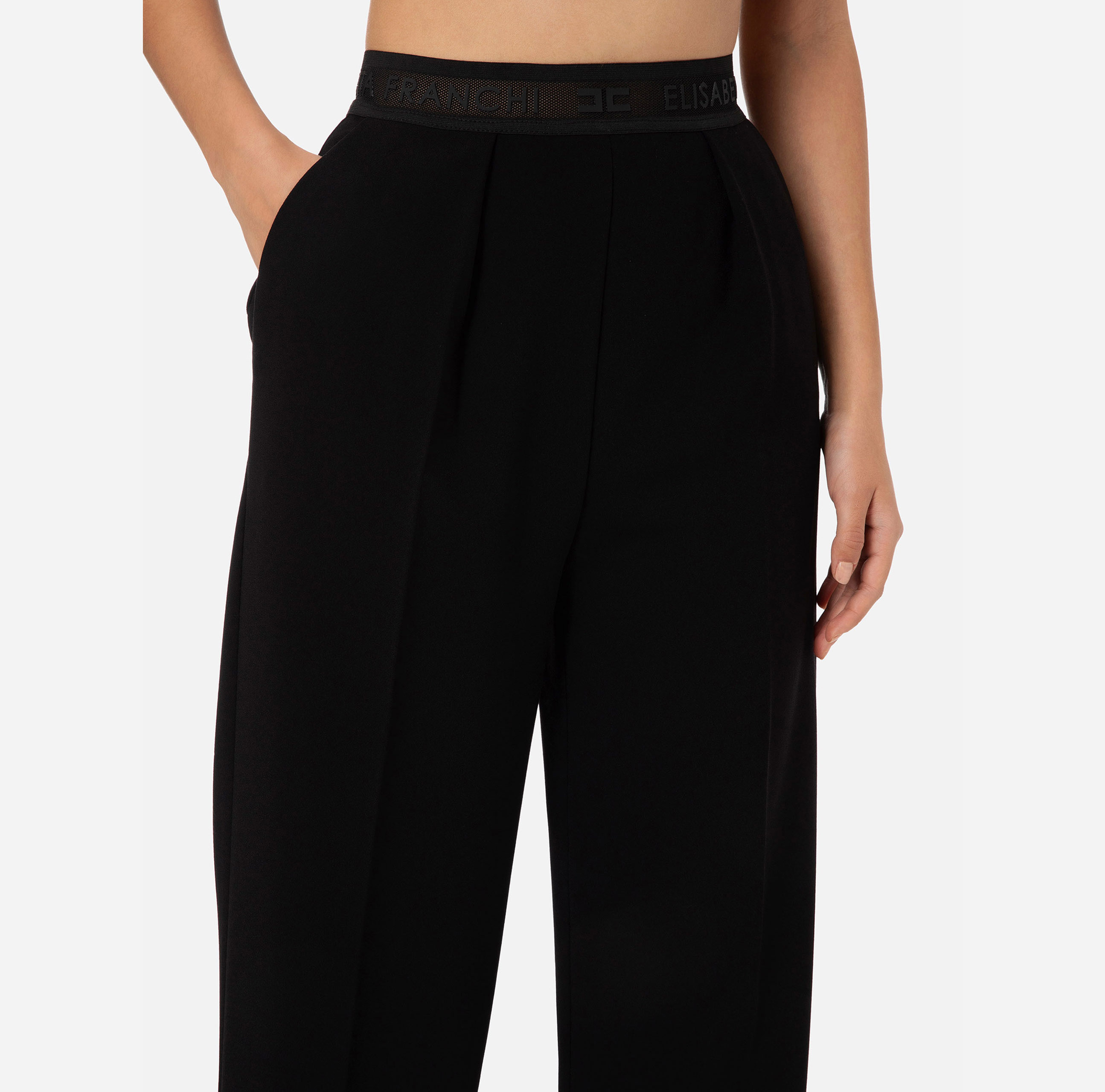 Trousers with logo and lace - Elisabetta Franchi