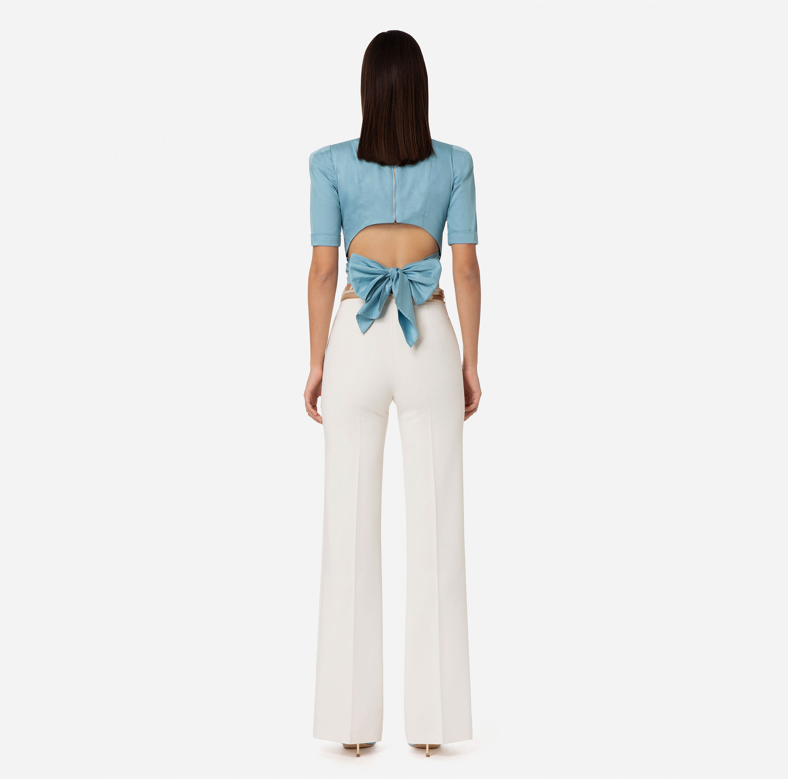 Bell-bottom trousers with foulard belt - Elisabetta Franchi