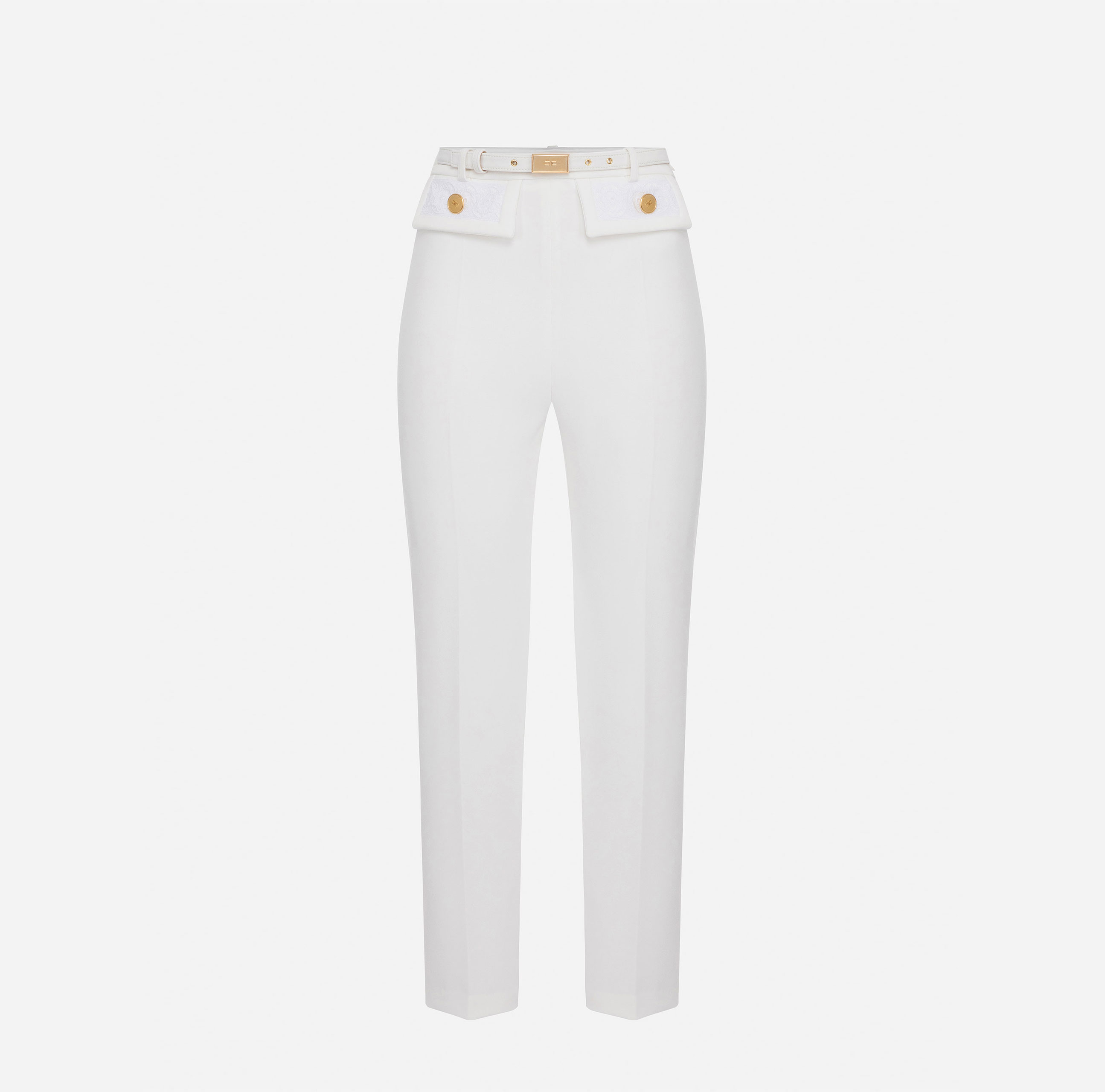 Tapered trousers with lace inserts - Elisabetta Franchi