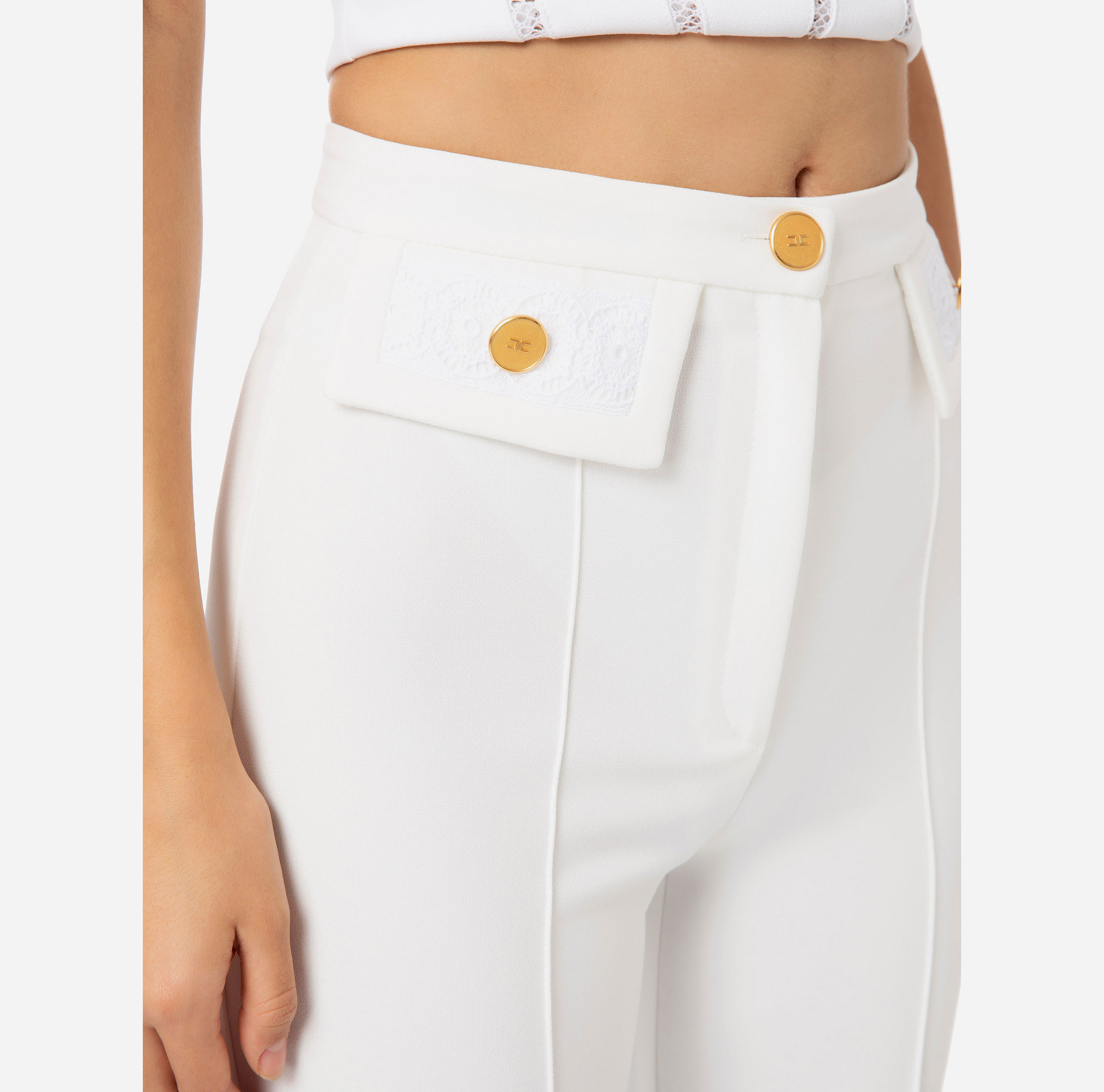 Straight trousers with lace inserts - Elisabetta Franchi