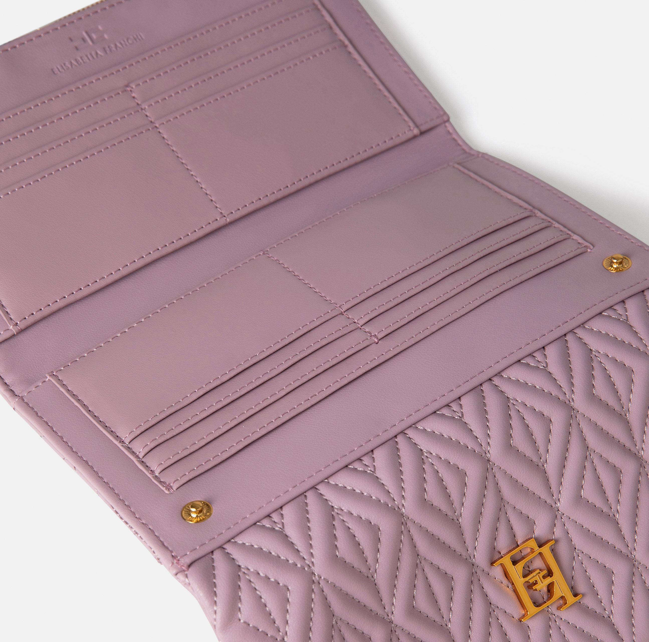 Diamond-patterned eco-nappa wallet - Elisabetta Franchi
