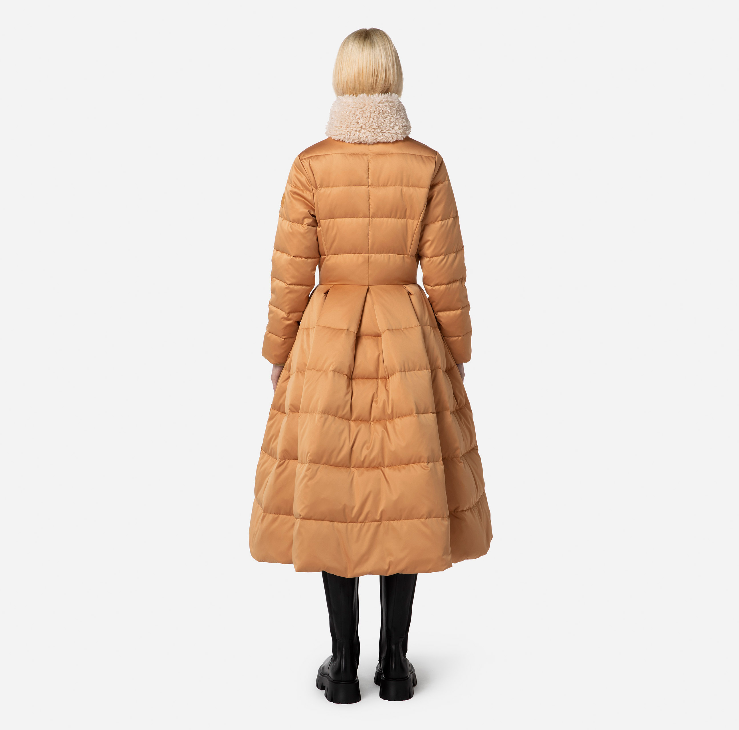 Down jacket in satin voile with circle skirt - Elisabetta Franchi