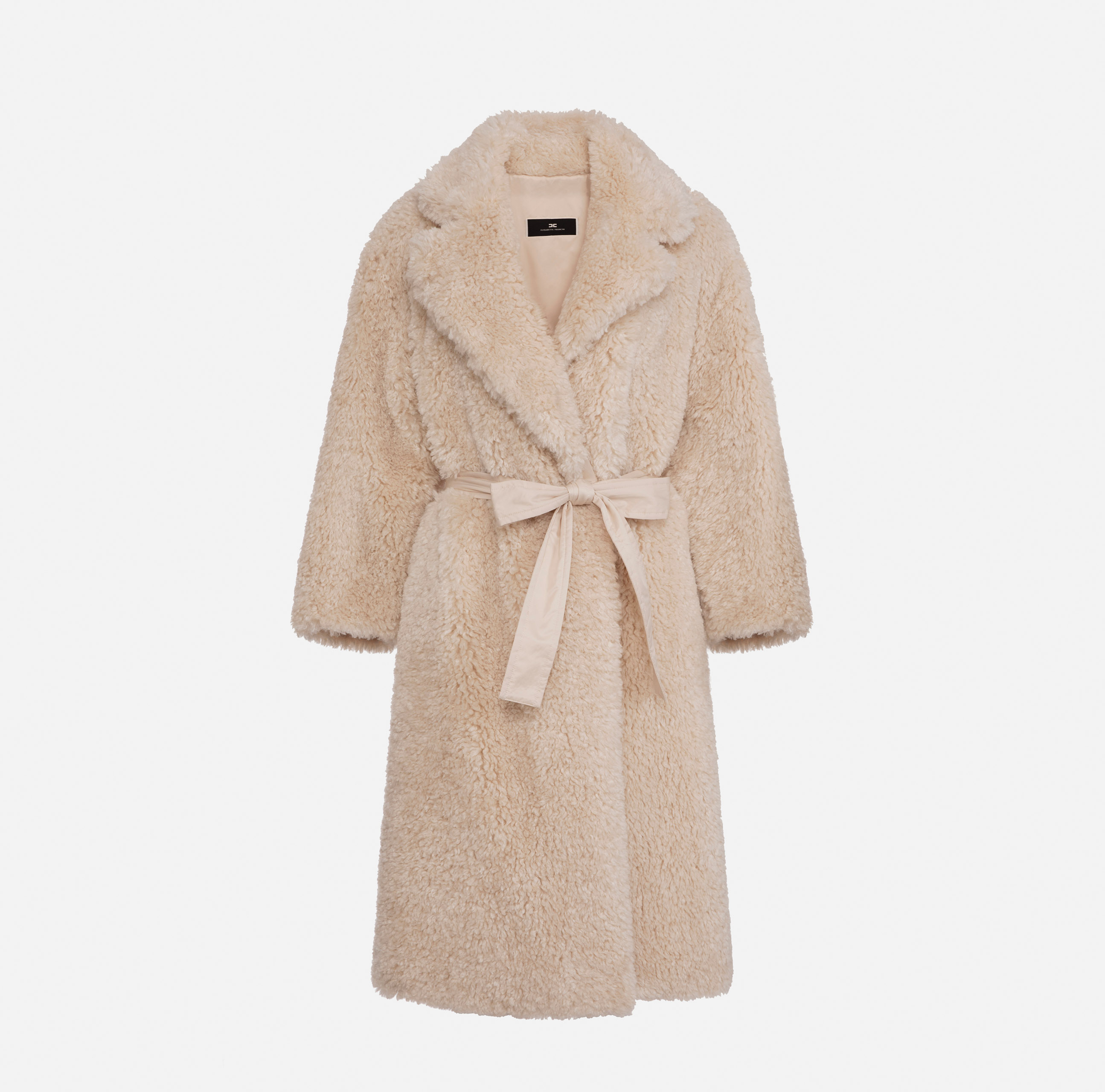 Reversible coat in satin voile and soft effect fabric - Elisabetta Franchi