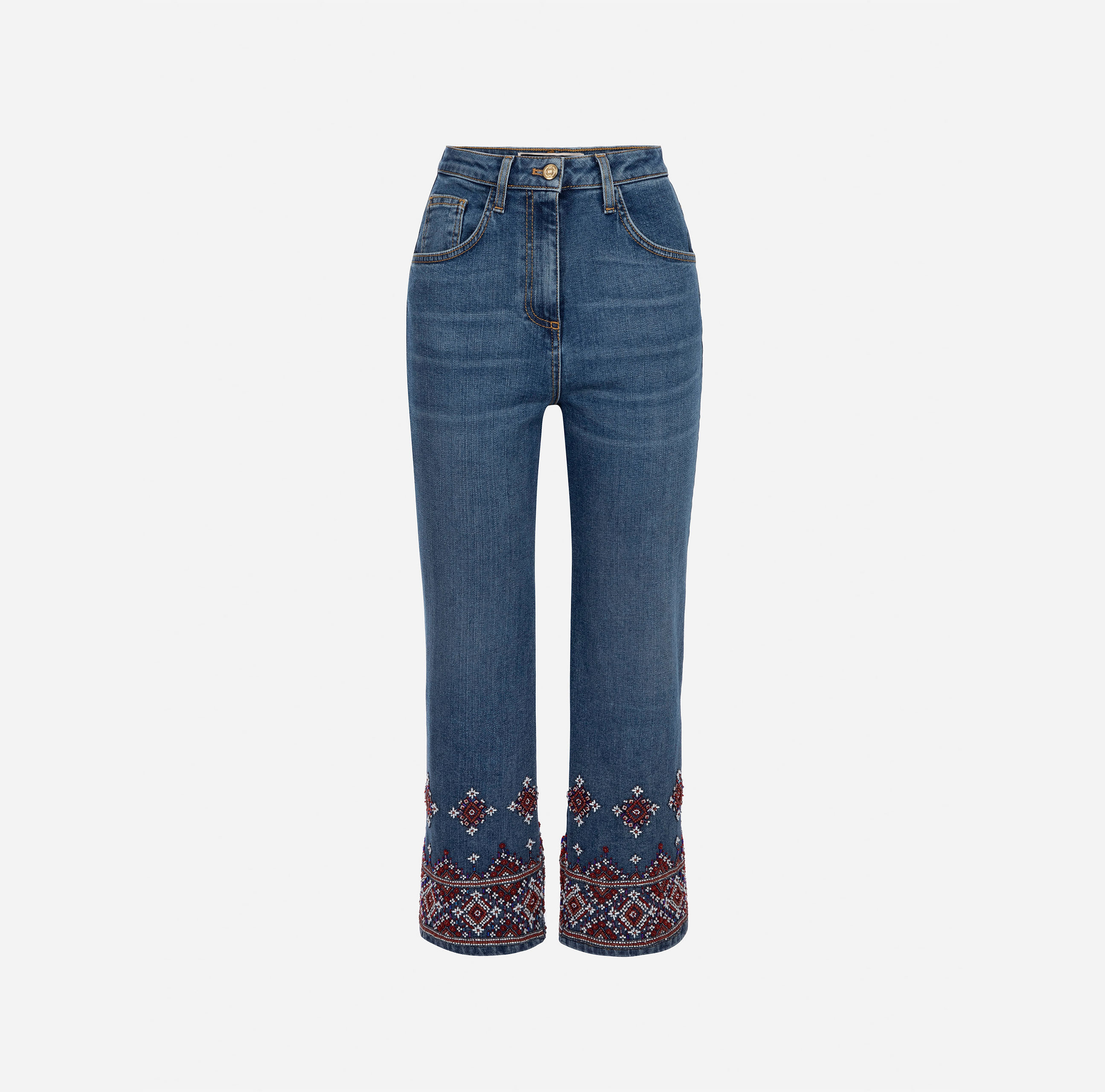 Five-pocket jeans with ethnic embroidery - ABBIGLIAMENTO - Elisabetta Franchi