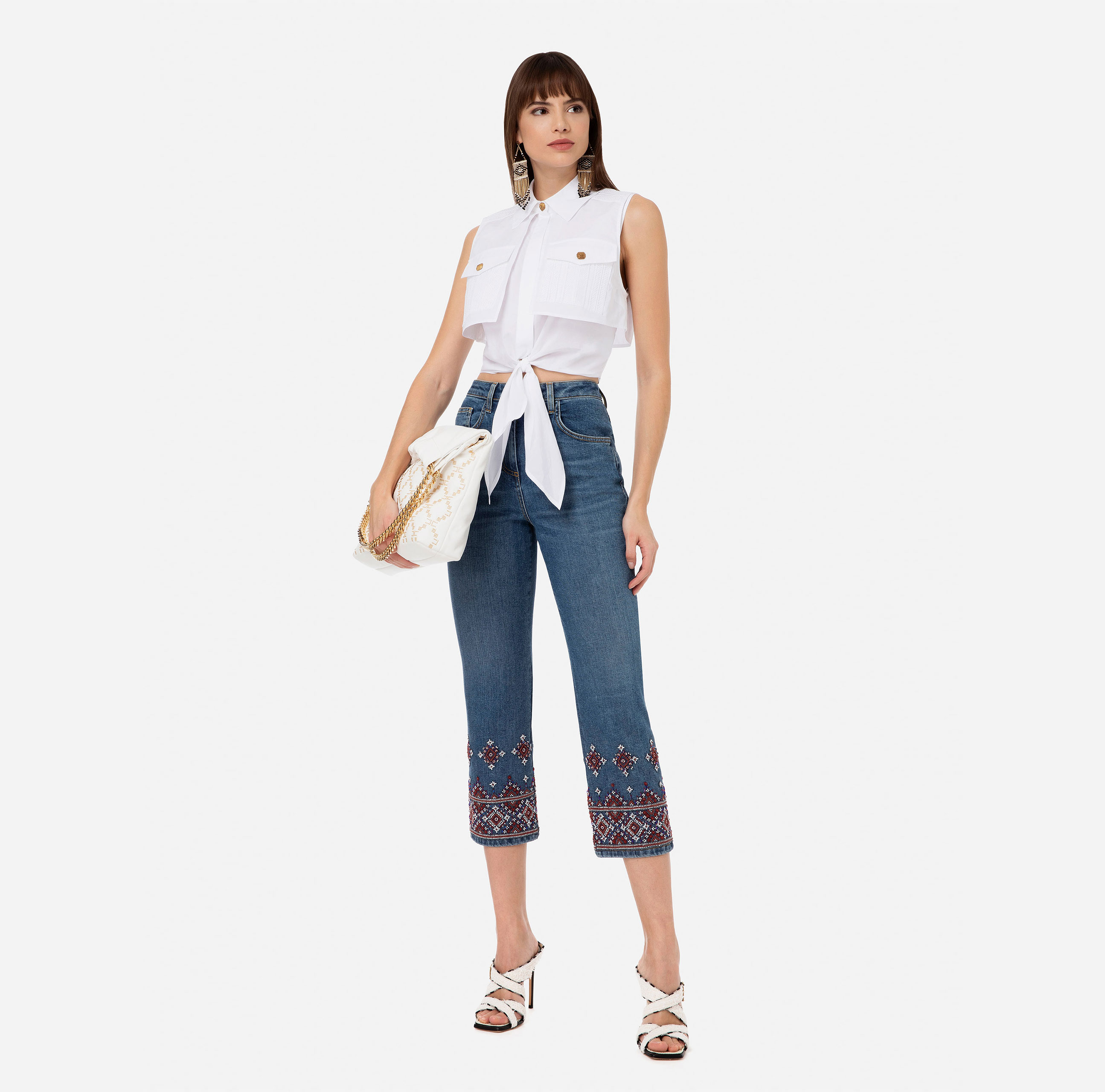Five-pocket jeans with ethnic embroidery - Elisabetta Franchi