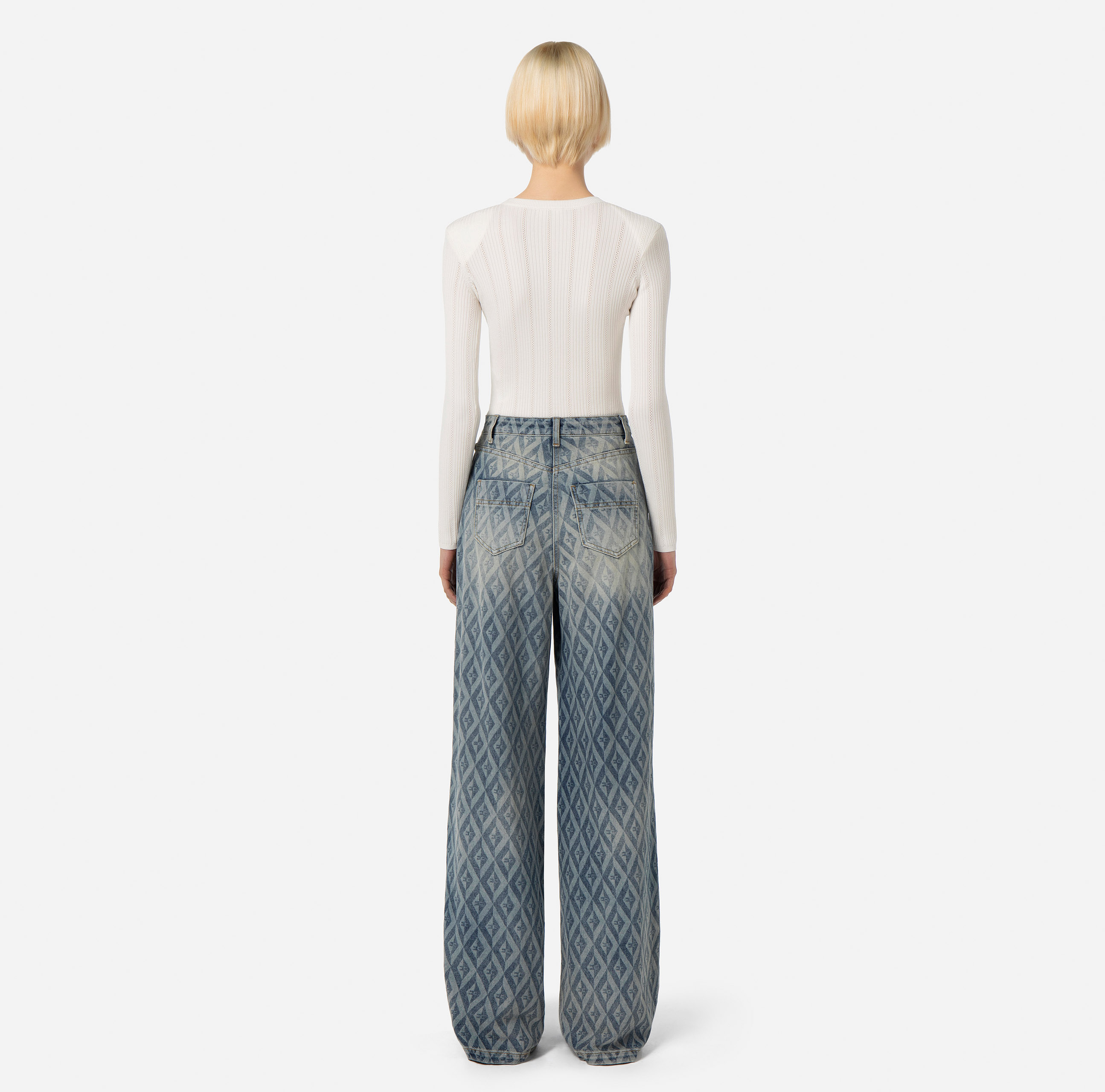 Jeans im Palazzo-Stil mit Rauten-Print - Elisabetta Franchi