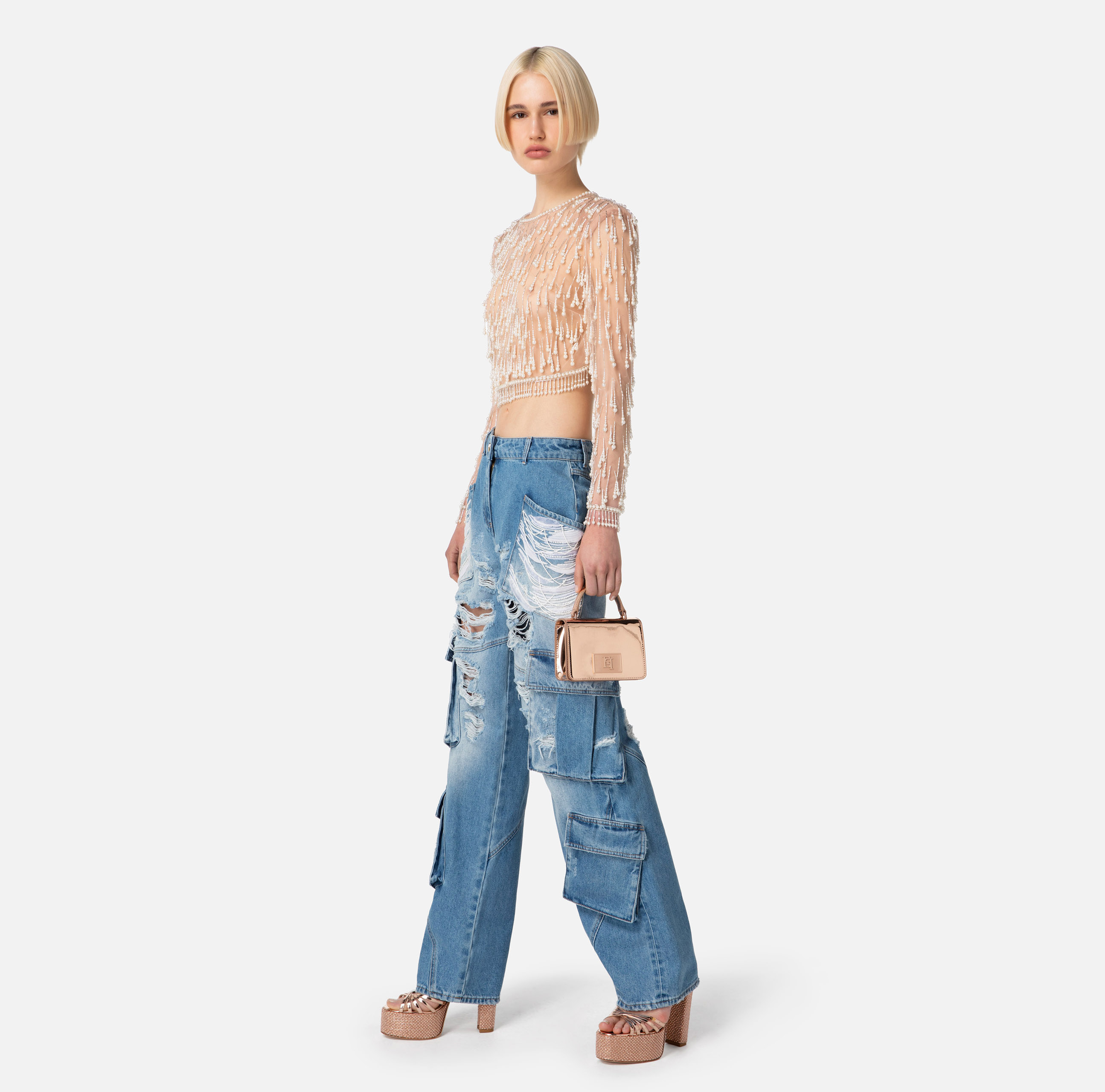 Cargo jeans with sequins - Elisabetta Franchi